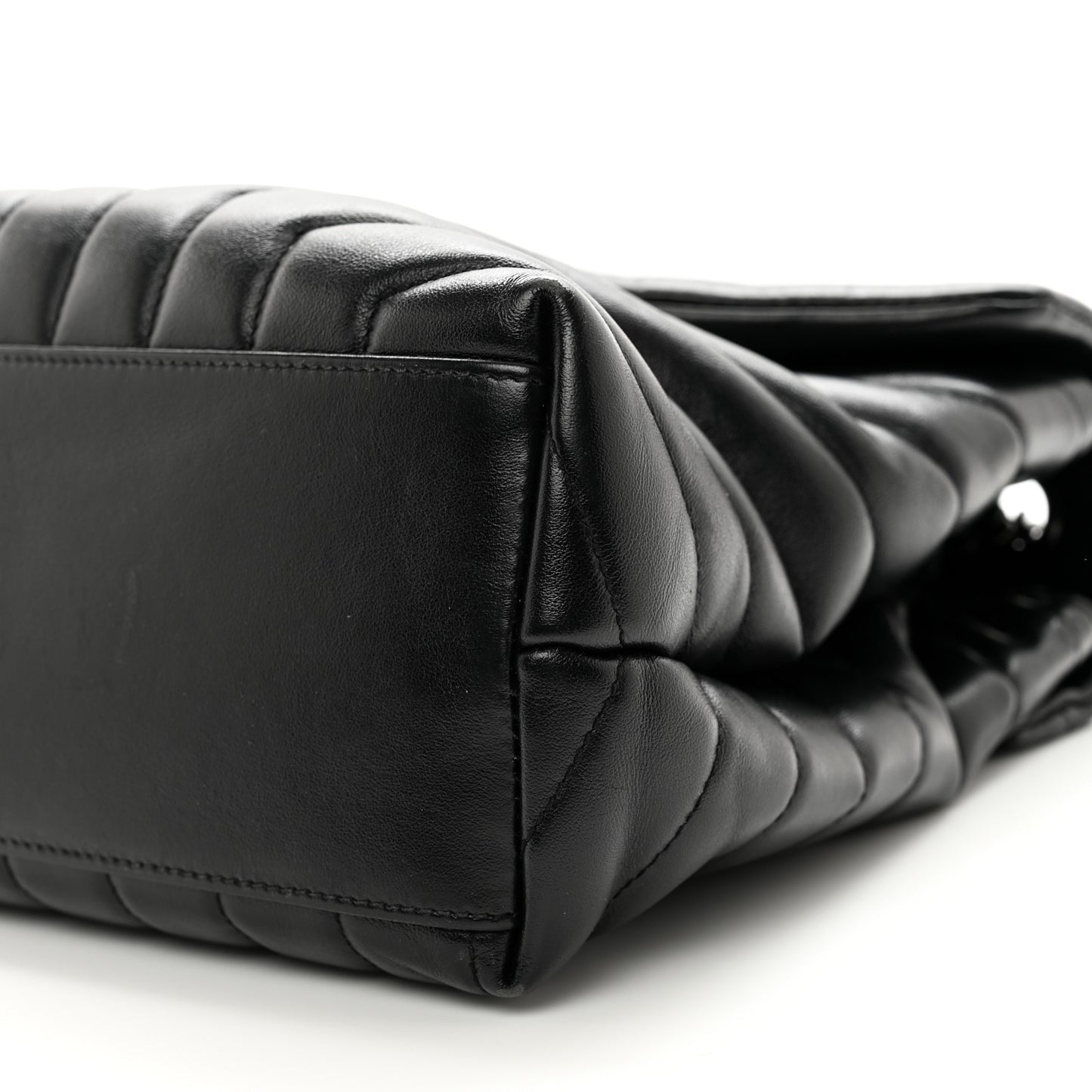 Calfskin Y Quilted Monogram Monochrome Medium Loulou Chain Satchel Black