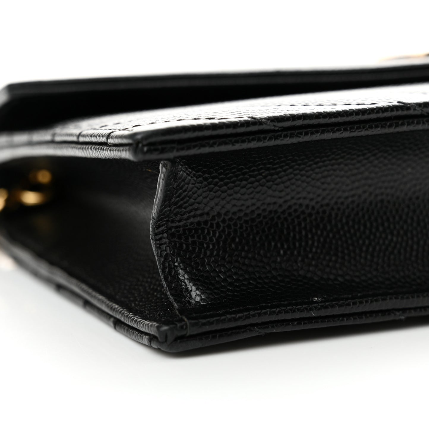 Grain De Poudre Matelasse Chevron Monogram Envelope Chain Wallet Black