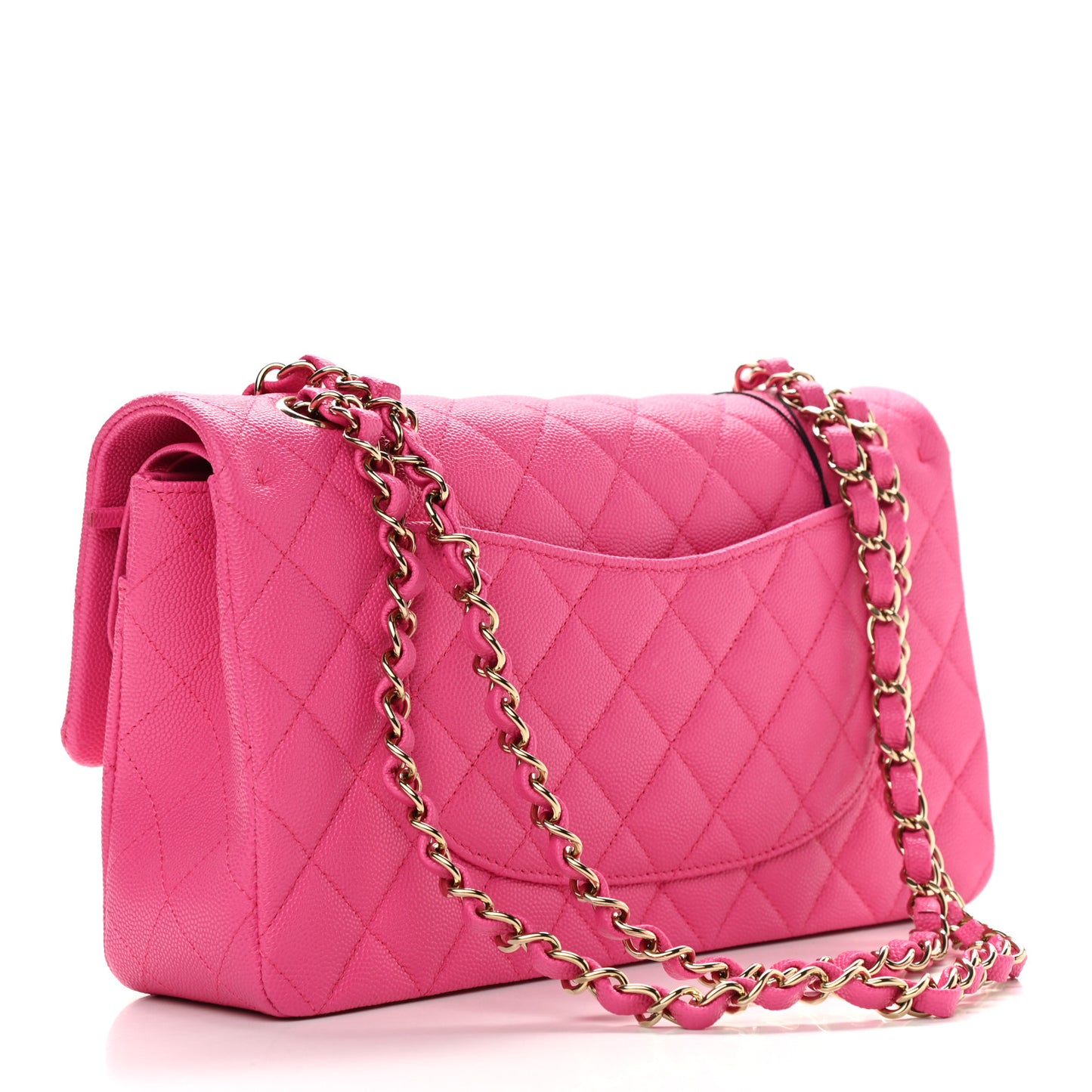 Caviar Quilted Medium Double Flap Dark Pink
