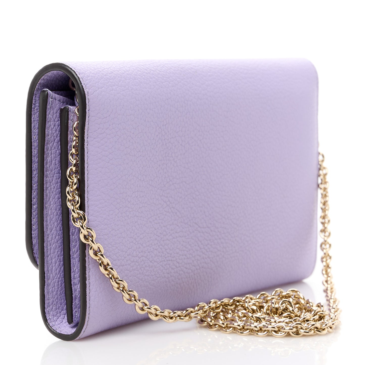 Grained Calfskin City Wallet On Chain Spring Crocus