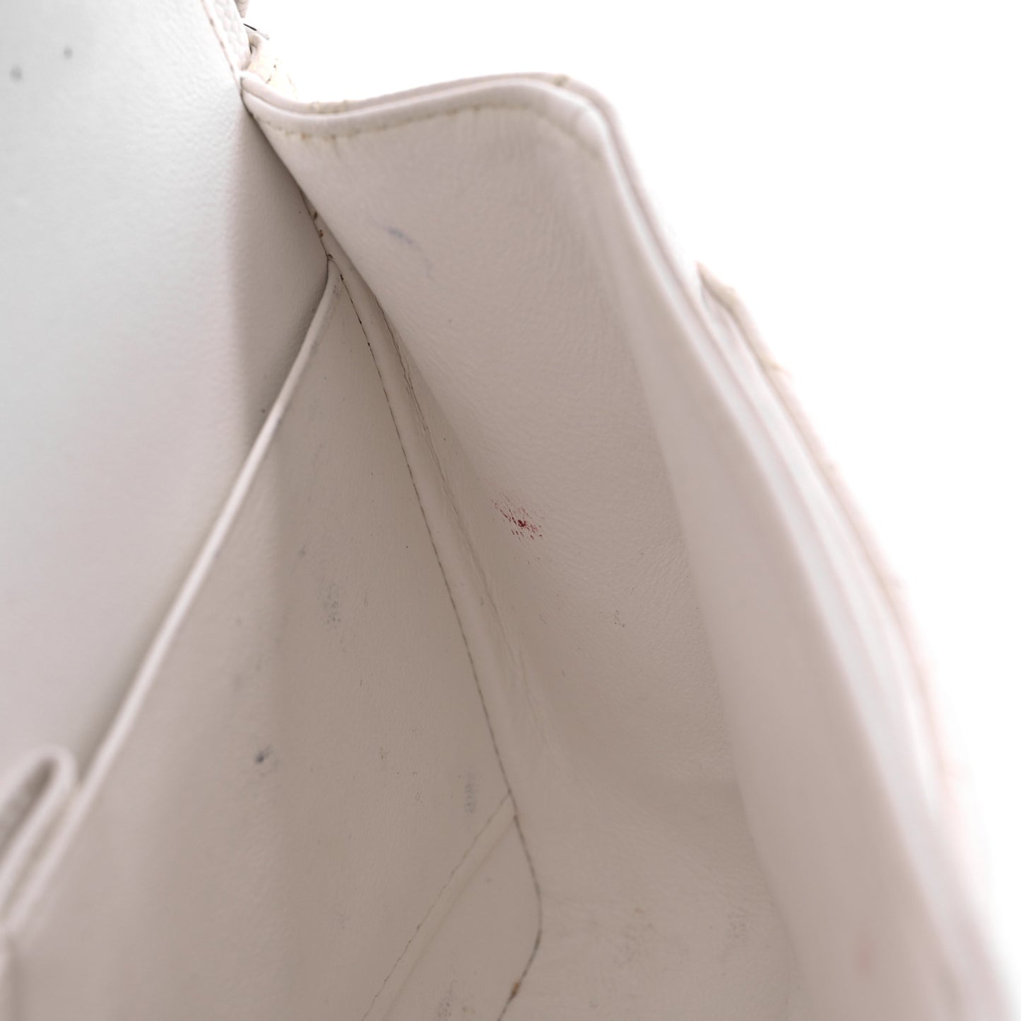 Caviar Quilted Medium Double Flap White