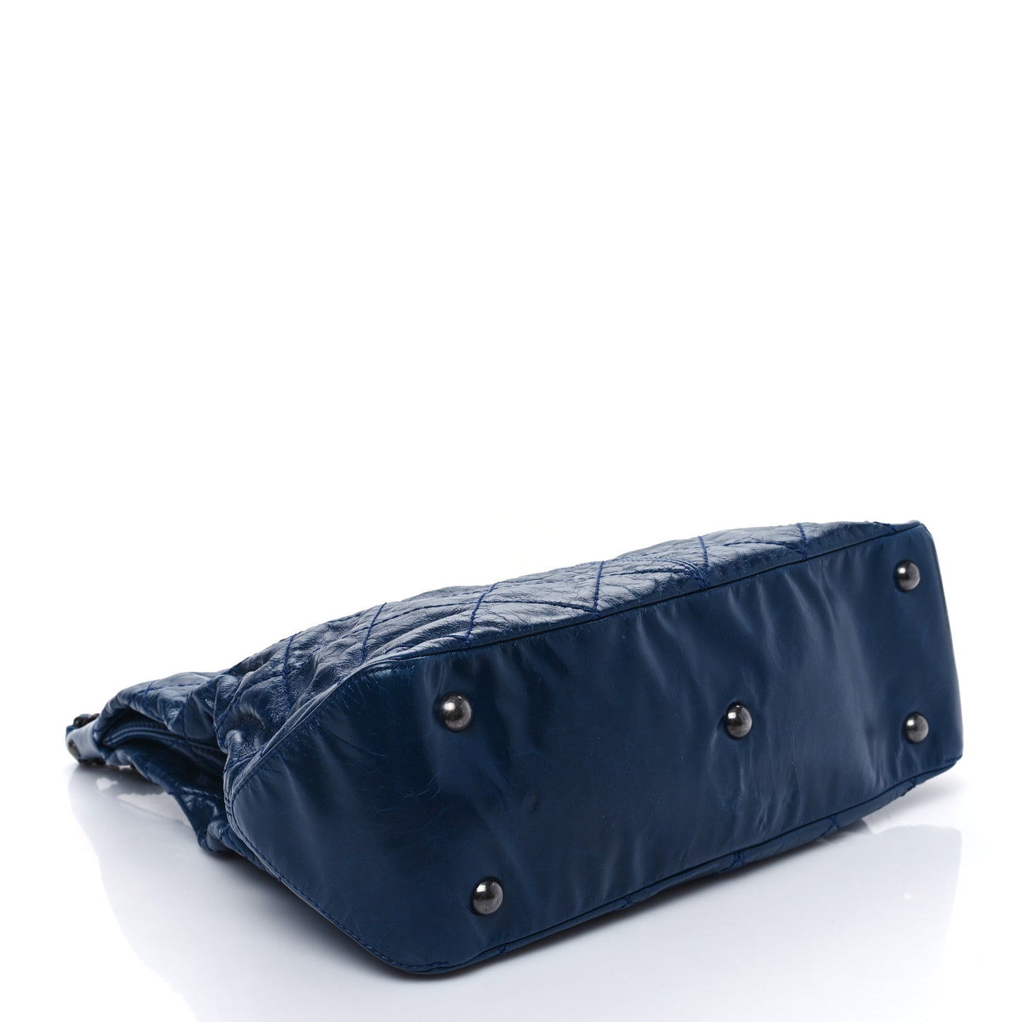 Aged Calfskin Quilted Coco Supple Hobo Navy Blue