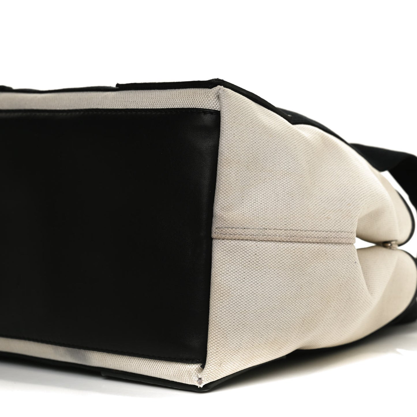 Cotton Canvas Satin Calfskin S Navy Cabas Natural Black