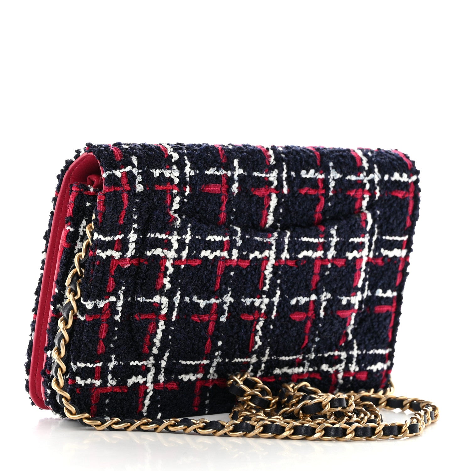 Chanel Tweed Calfskin Signe Wallet On Chain WOC Navy Multicolor 3 of 11