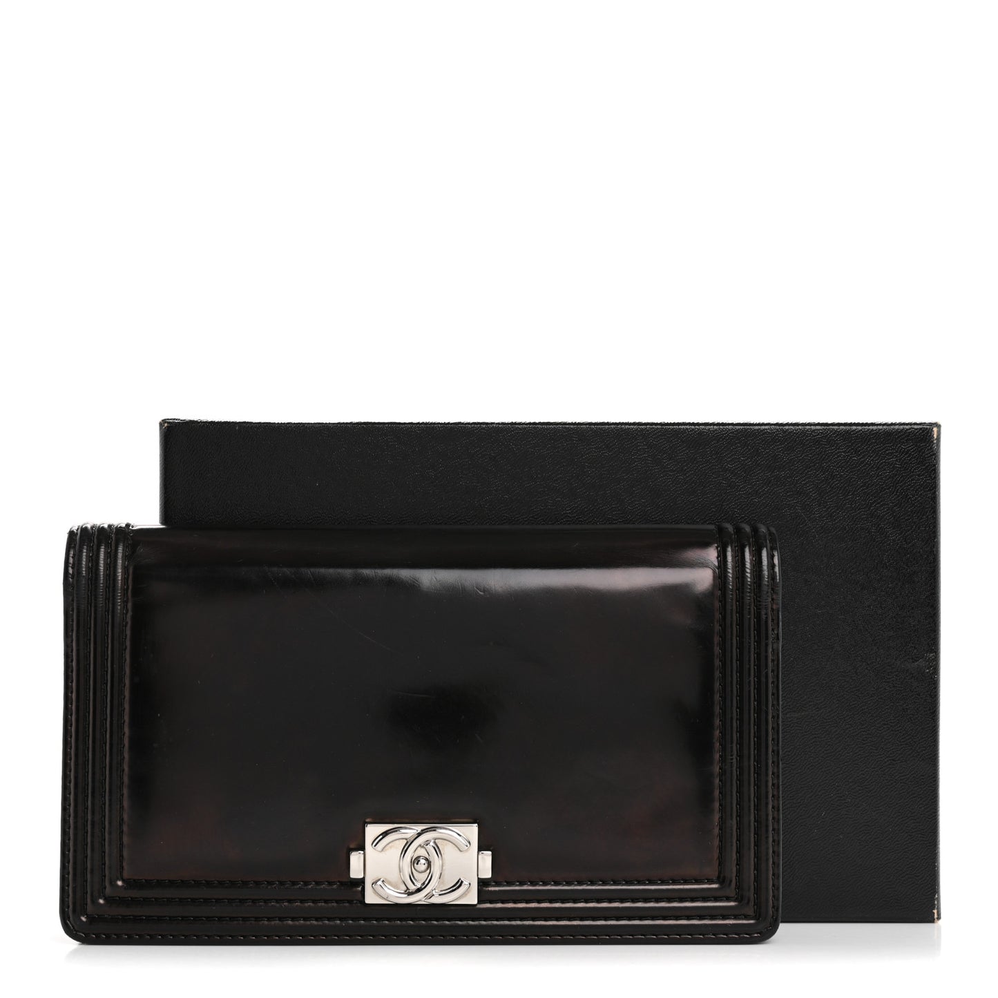 Glazed Calfskin Boy Yen Wallet Black
