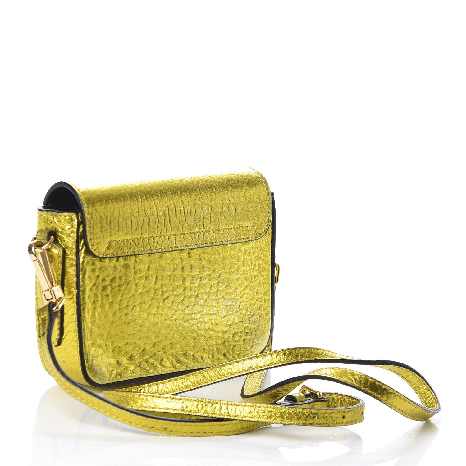 Burberry Metallic Calfskin Bow Detail Berkeley Crossbody Yellow 3 of 11