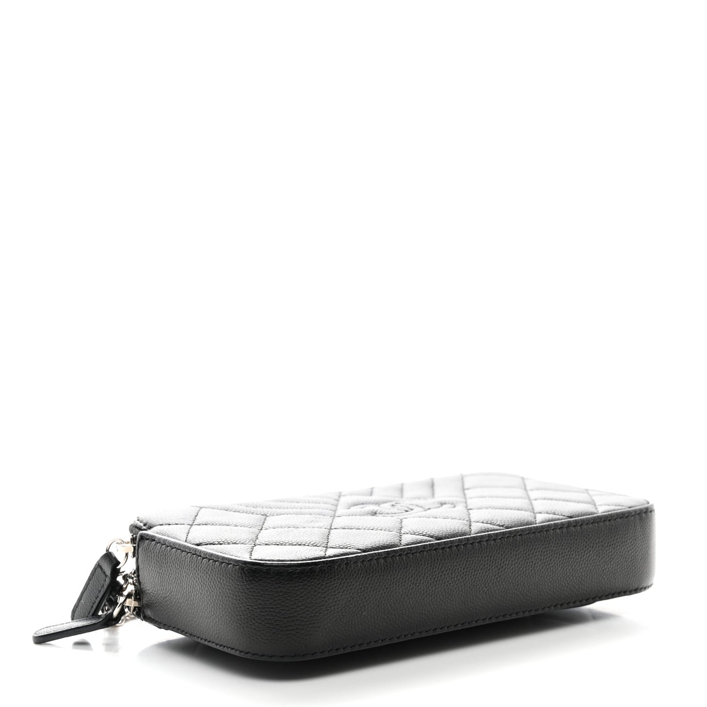 Caviar Quilted Diamond Small CC Duo Clutch With Chain Black