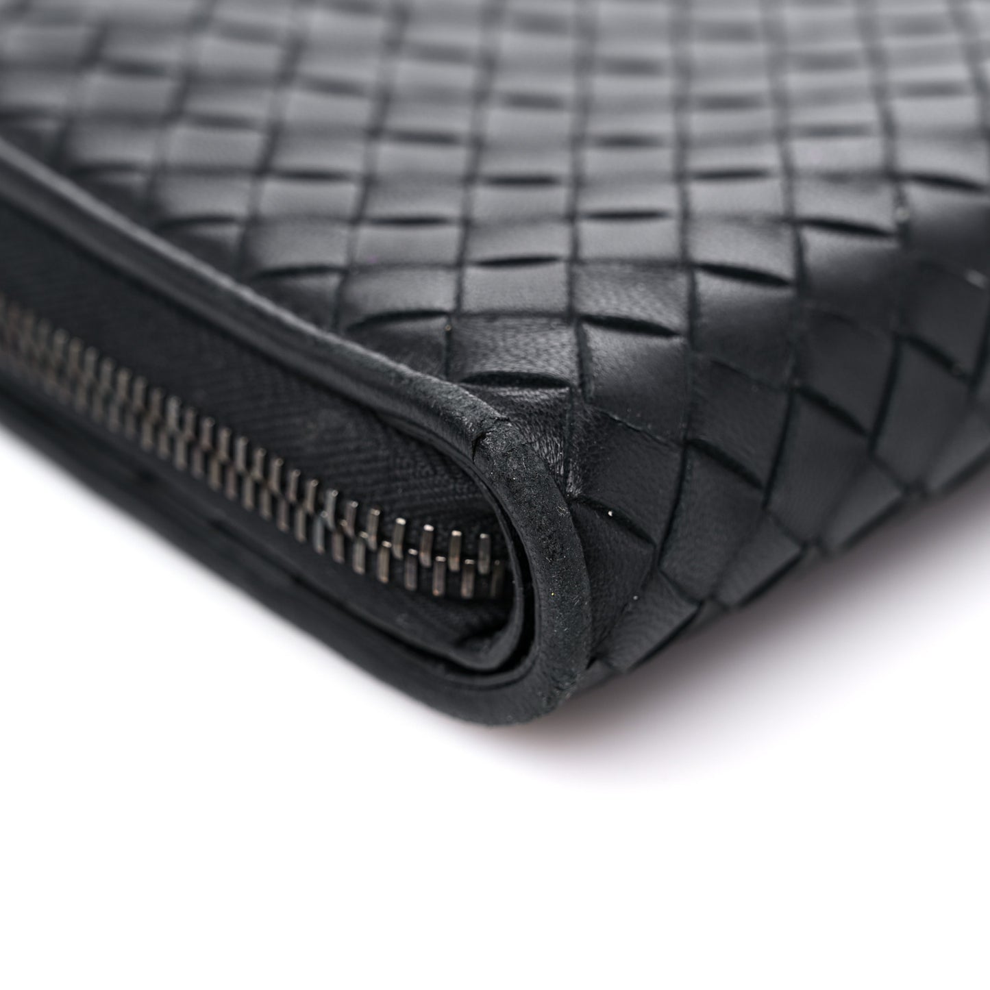 Nappa Intrecciato Zip Around Wallet Black