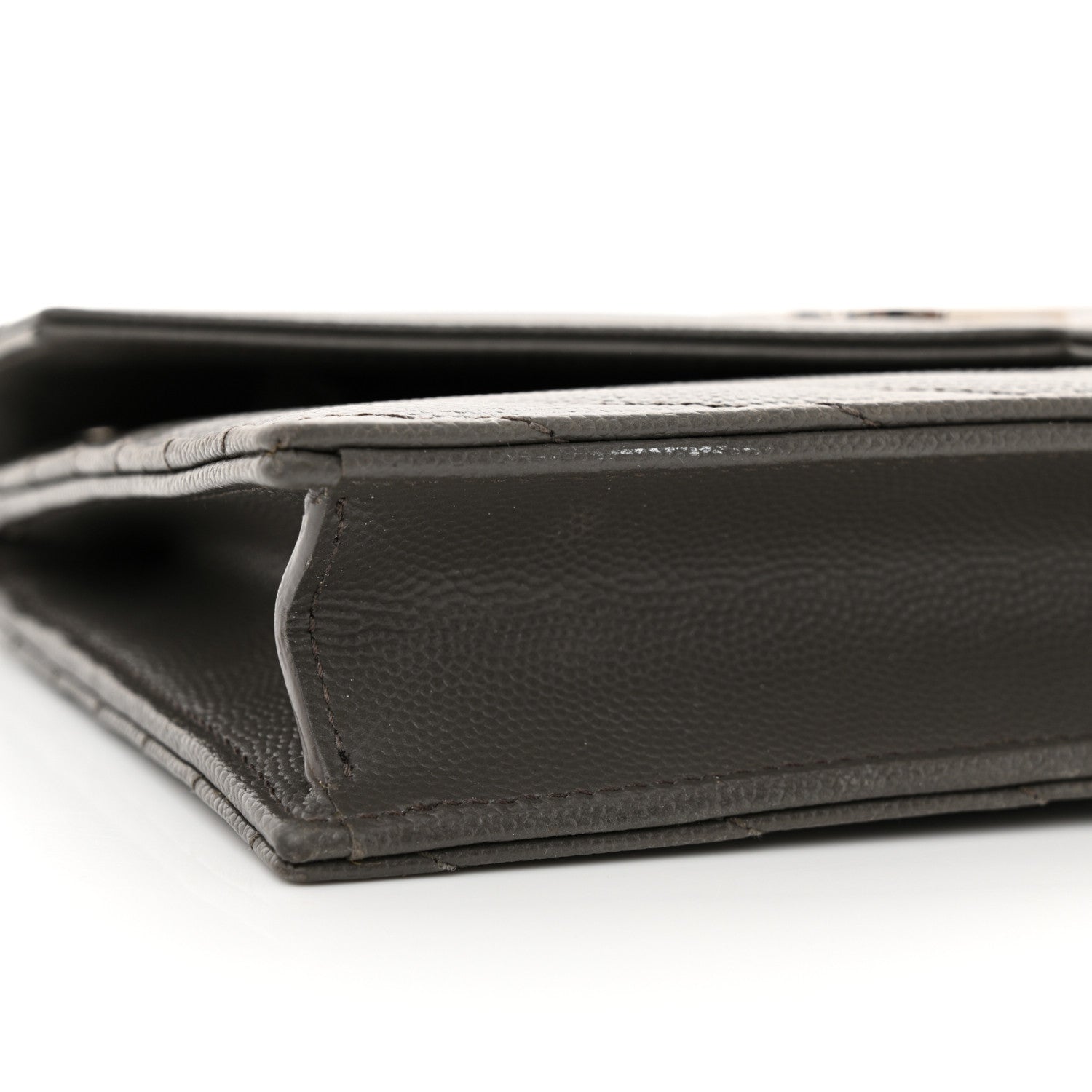 Saint Laurent Grain De Poudre Matelasse Chevron Monogram Envelope Chain Wallet Earth 9 of 13