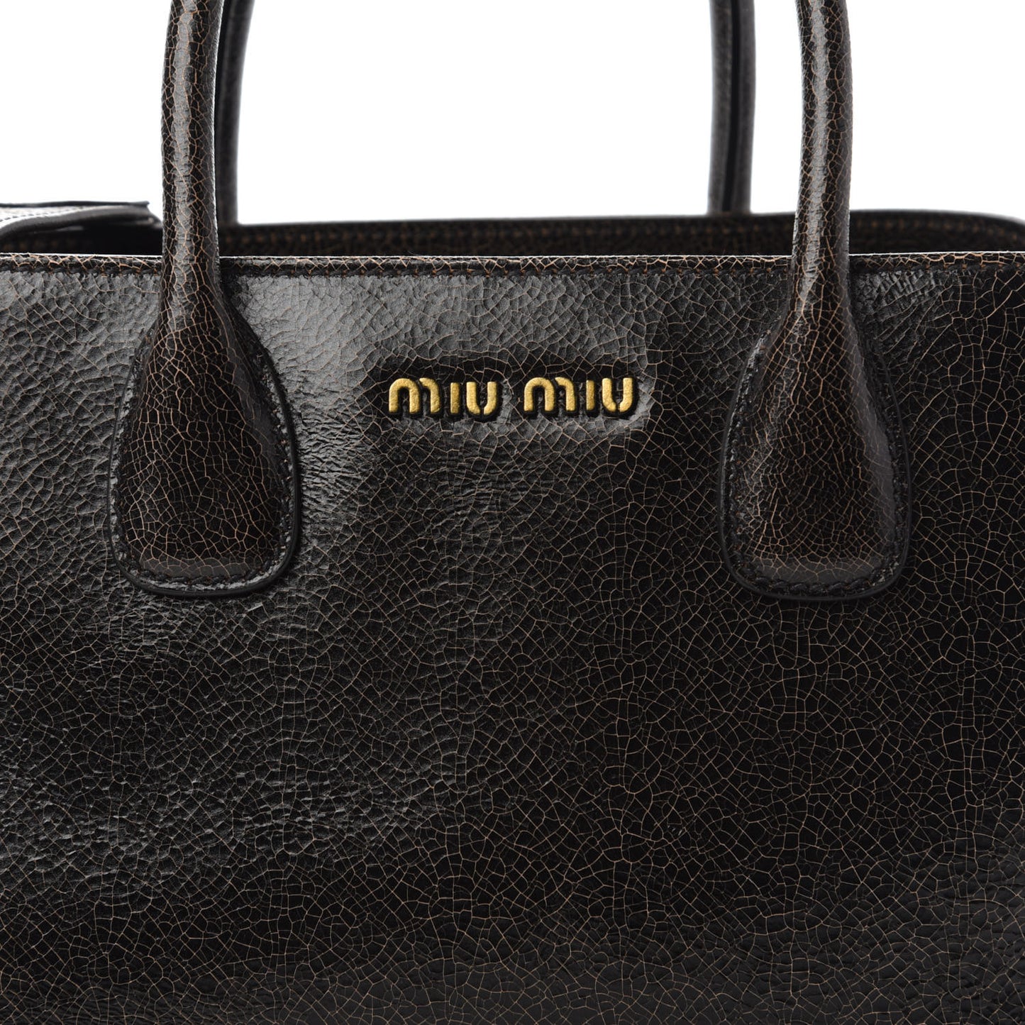 Calfskin Craquele Shopping Bag Ebano