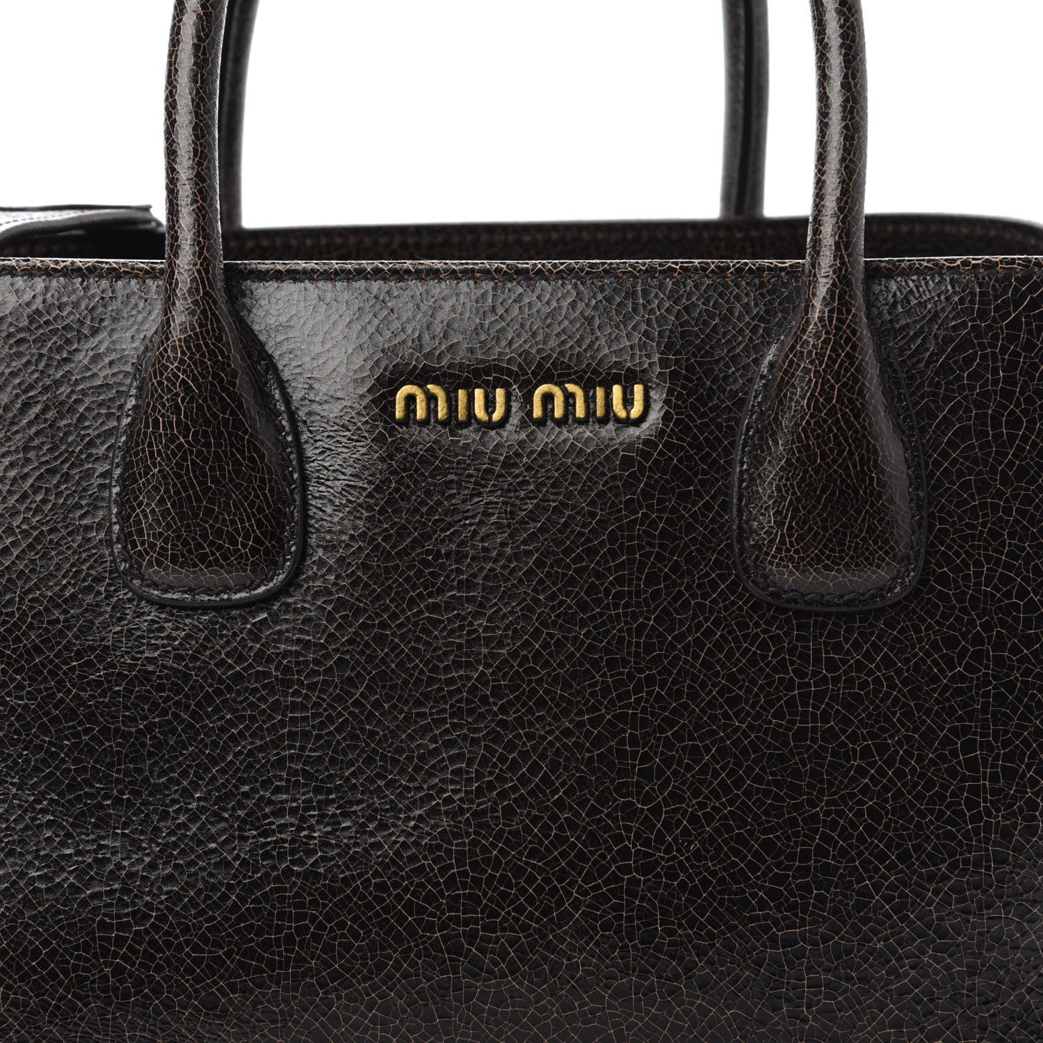 Miu Miu Calfskin Craquele Shopping Bag Ebano 9 of 9