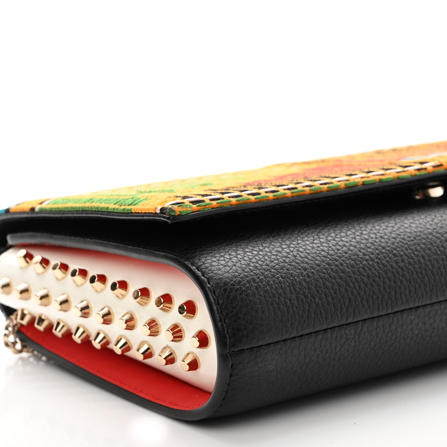 Christian Louboutin Canvas Embroidered Calfskin Spikes Paloma Africube Clutch Multicolor 8 of 9