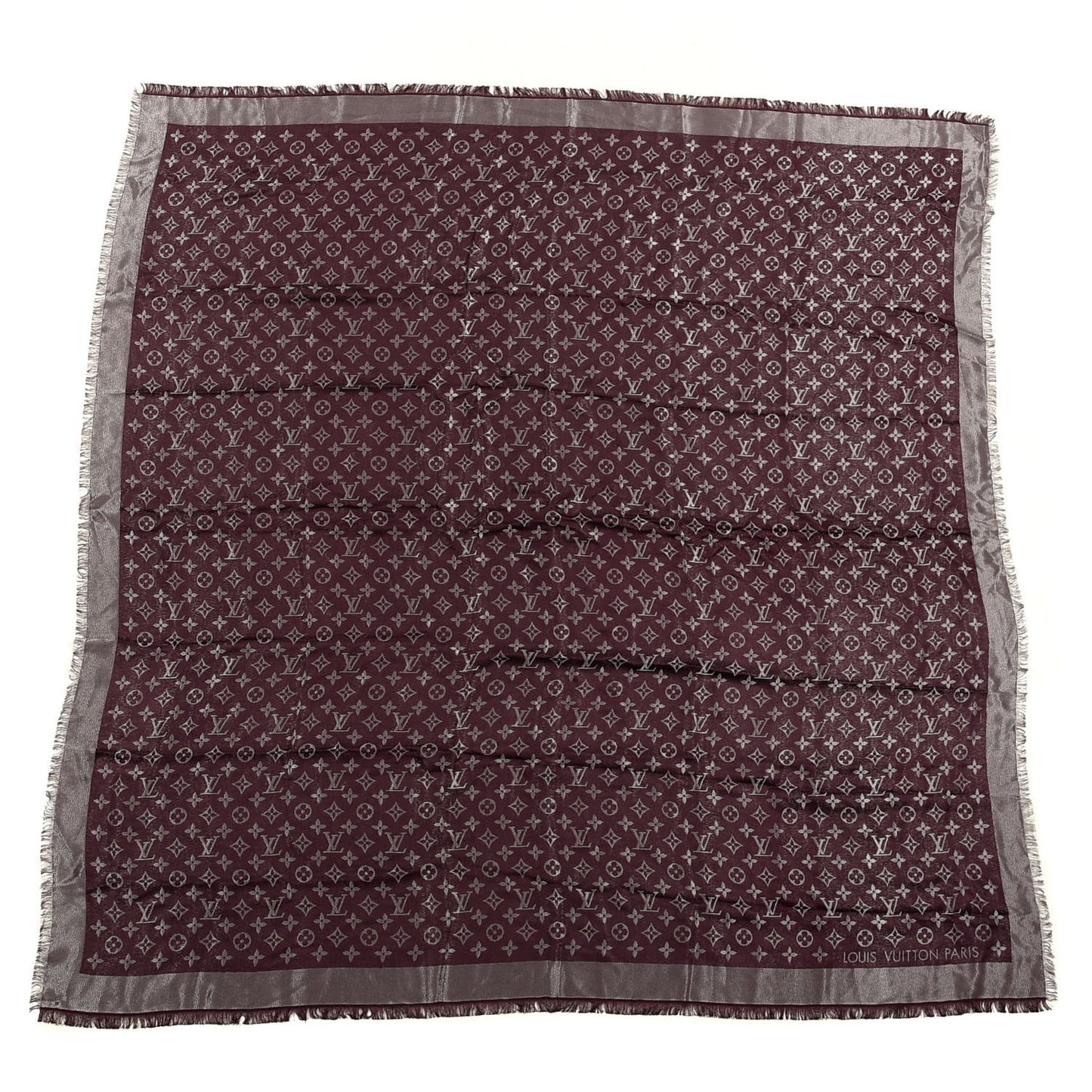 Silk Lurex Wool Monogram Shine Shawl Amarante