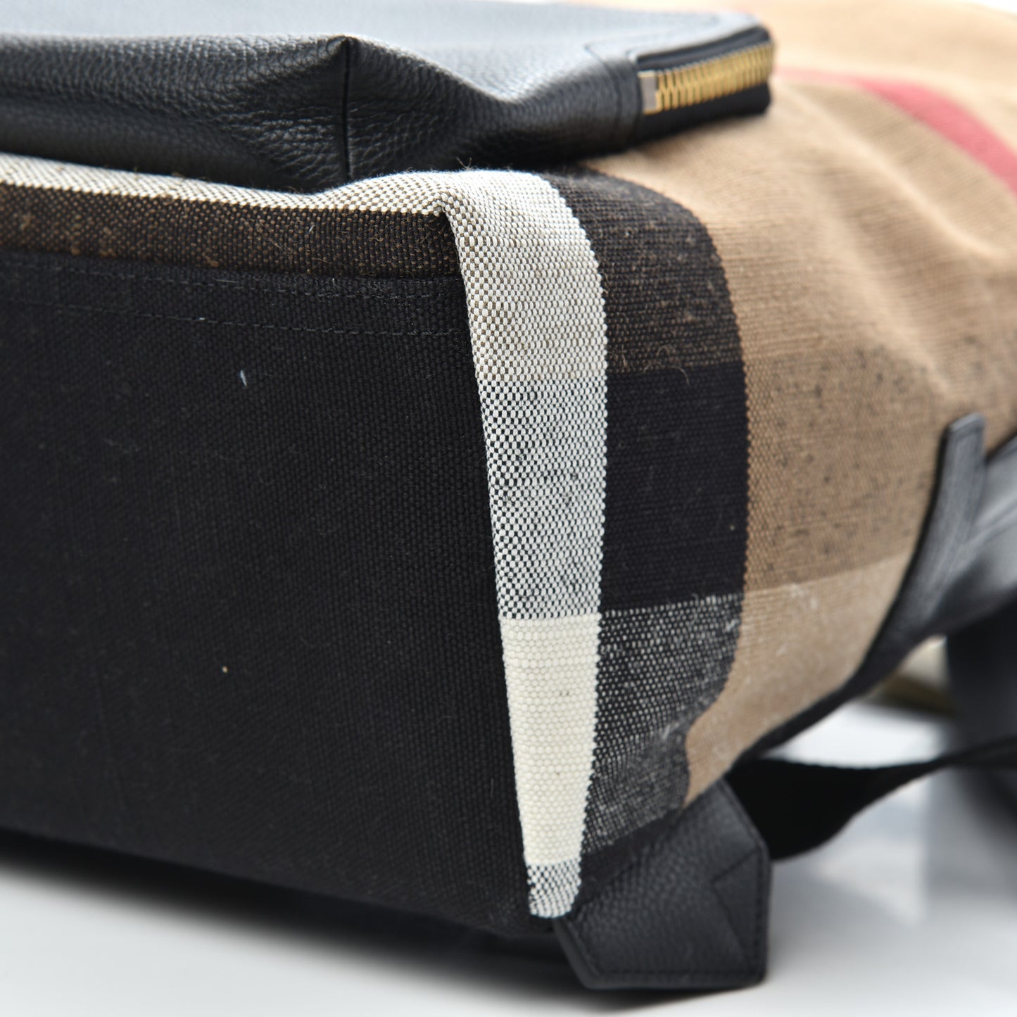 Mega Check Calfskin Abbeydale Simple Backpack Black Camel