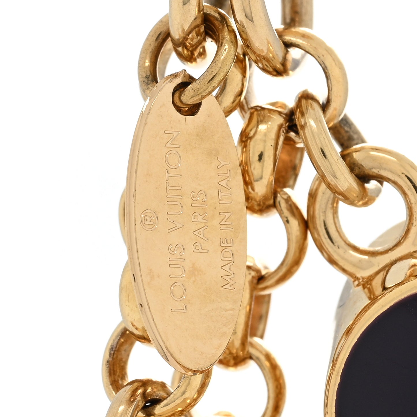 Metal Enamel Fleur De Monogram Bag Charm Dore
