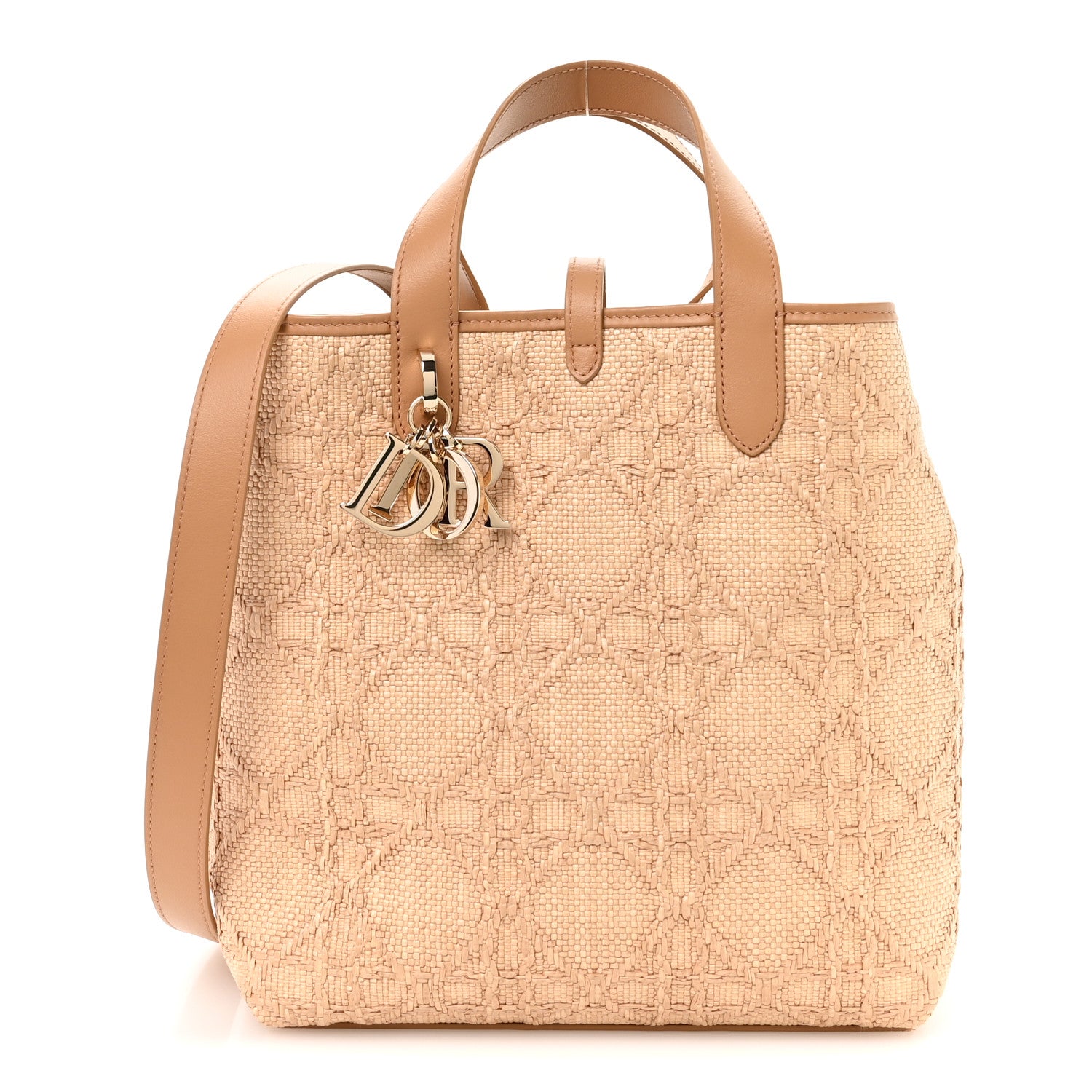 DIOR バッグ Christian Dior Raffia Macrocannage Medium Toujours Vertical Tote