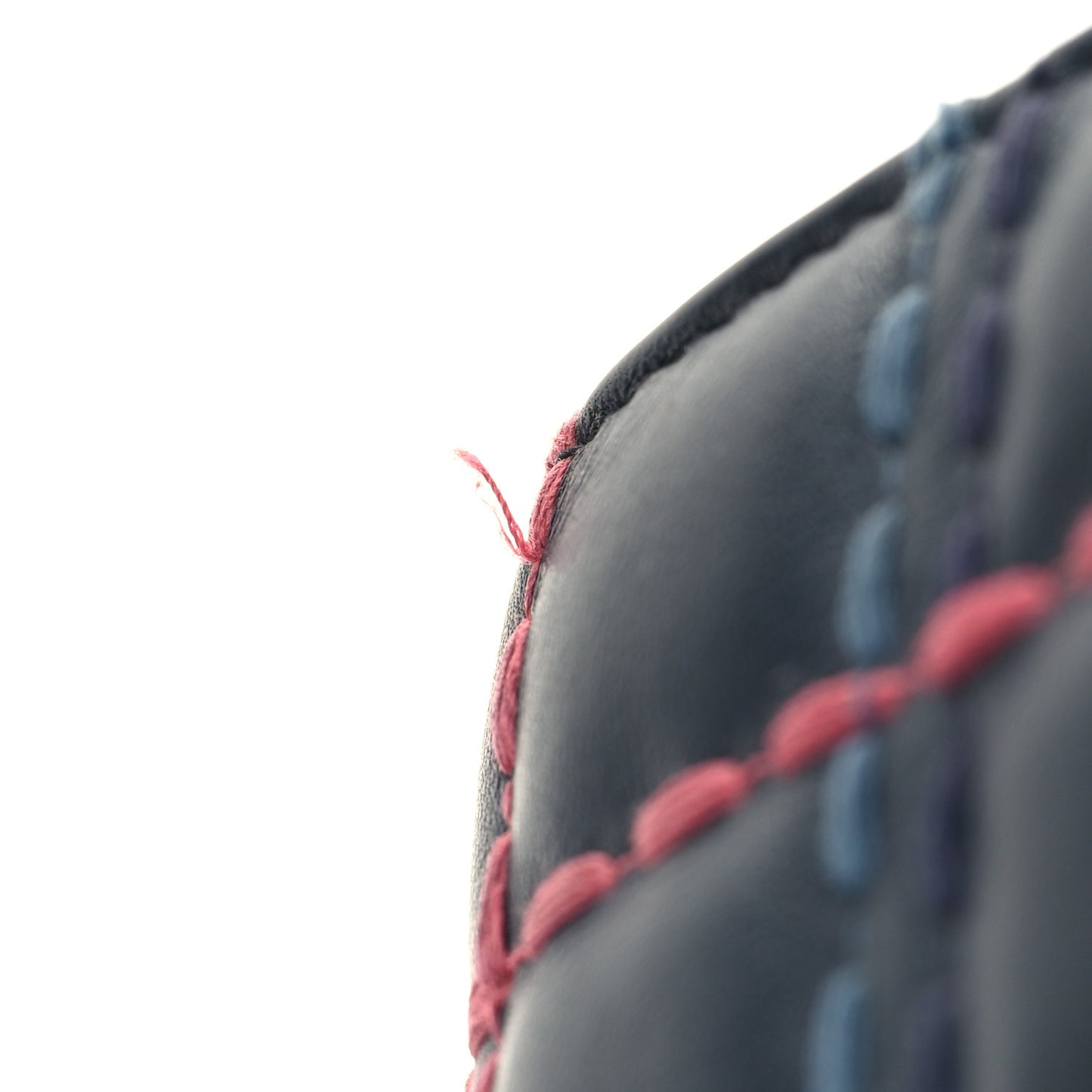 Calfskin Square Stitched Wallet On Chain WOC Blue