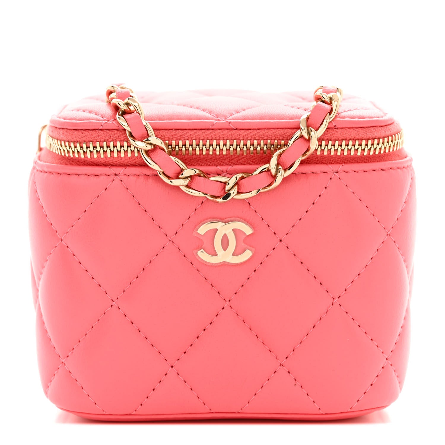 Chanel Lambskin Quilted Mini Vanity Case With Chain Pink 1 of 11