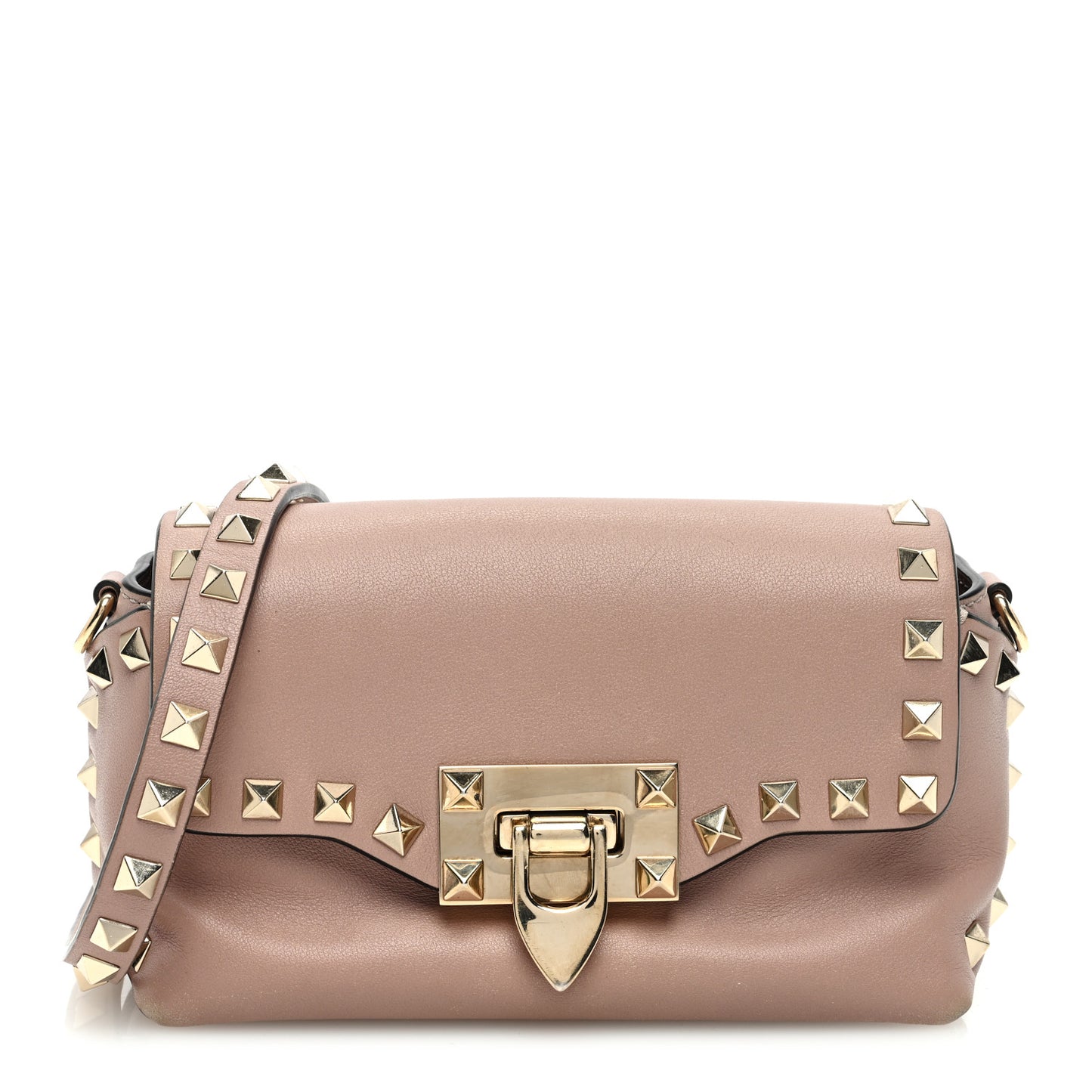 Calfskin Mini Rockstud Crossbody Bag Poudre