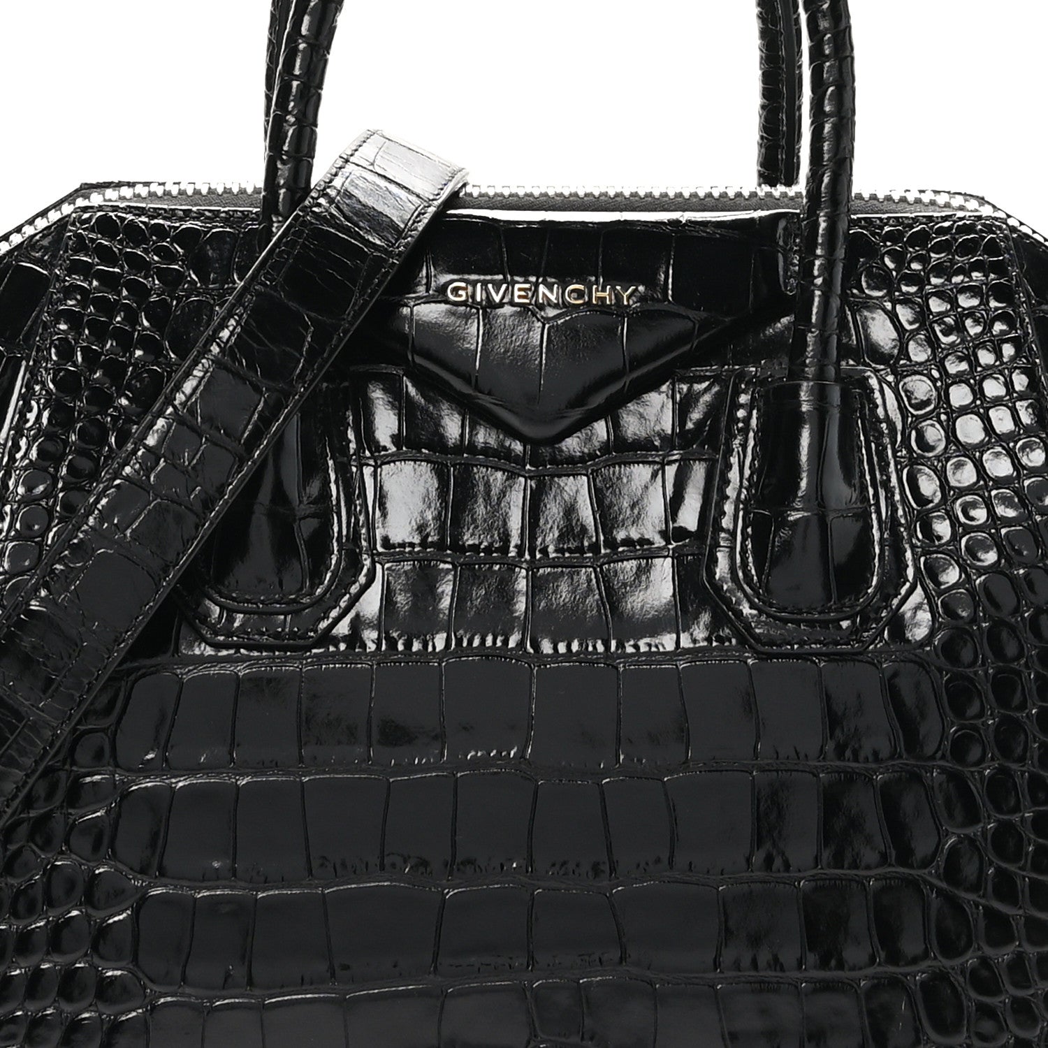 Givenchy Calfskin Crocodile Embossed Small Antigona Black 8 of 10