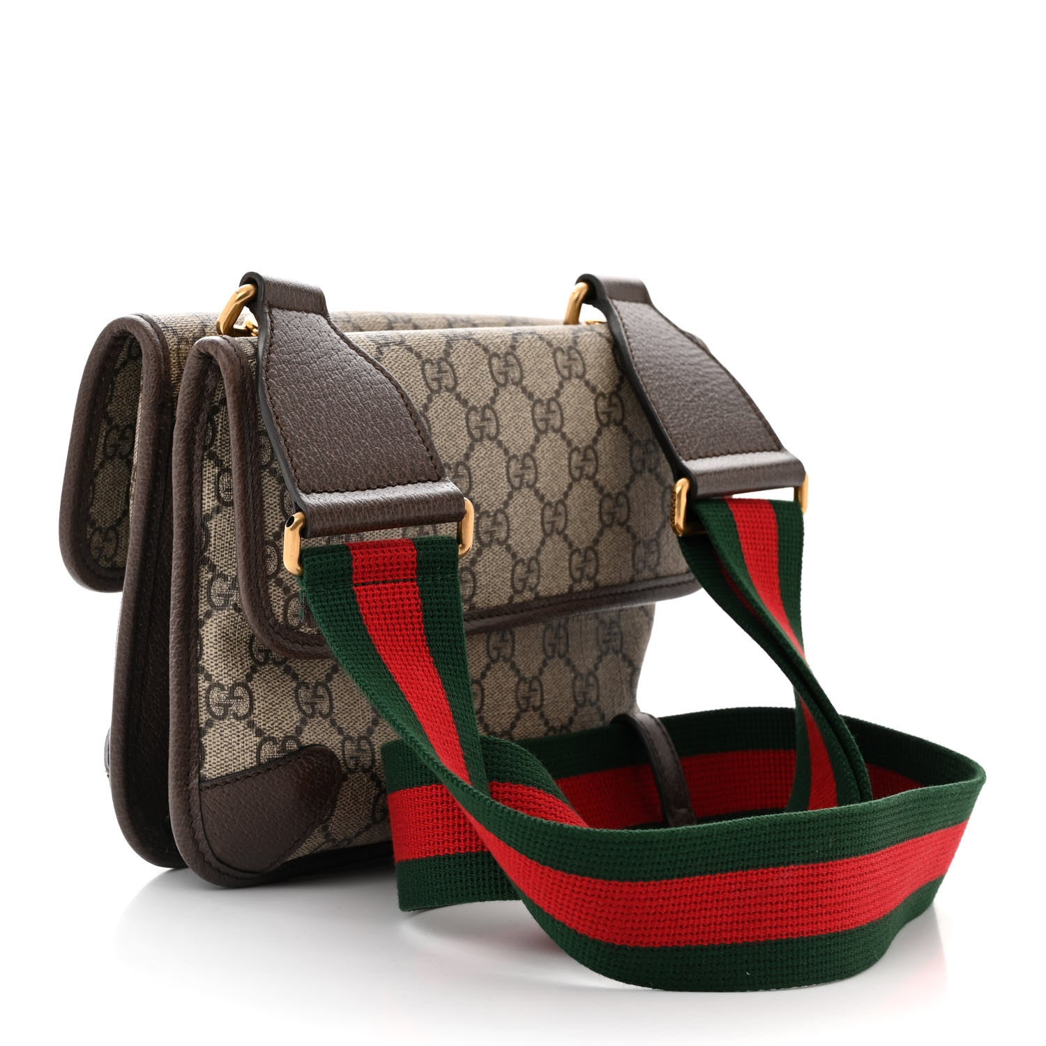 Gucci GG Supreme Monogram Web Small Neo Vintage Double Flap Messenger Bag Beige New Acero 3 of 11