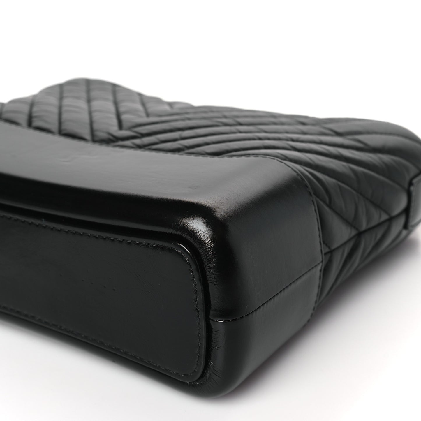 Aged Calfskin Chevron Quilted Medium Gabrielle Hobo Black