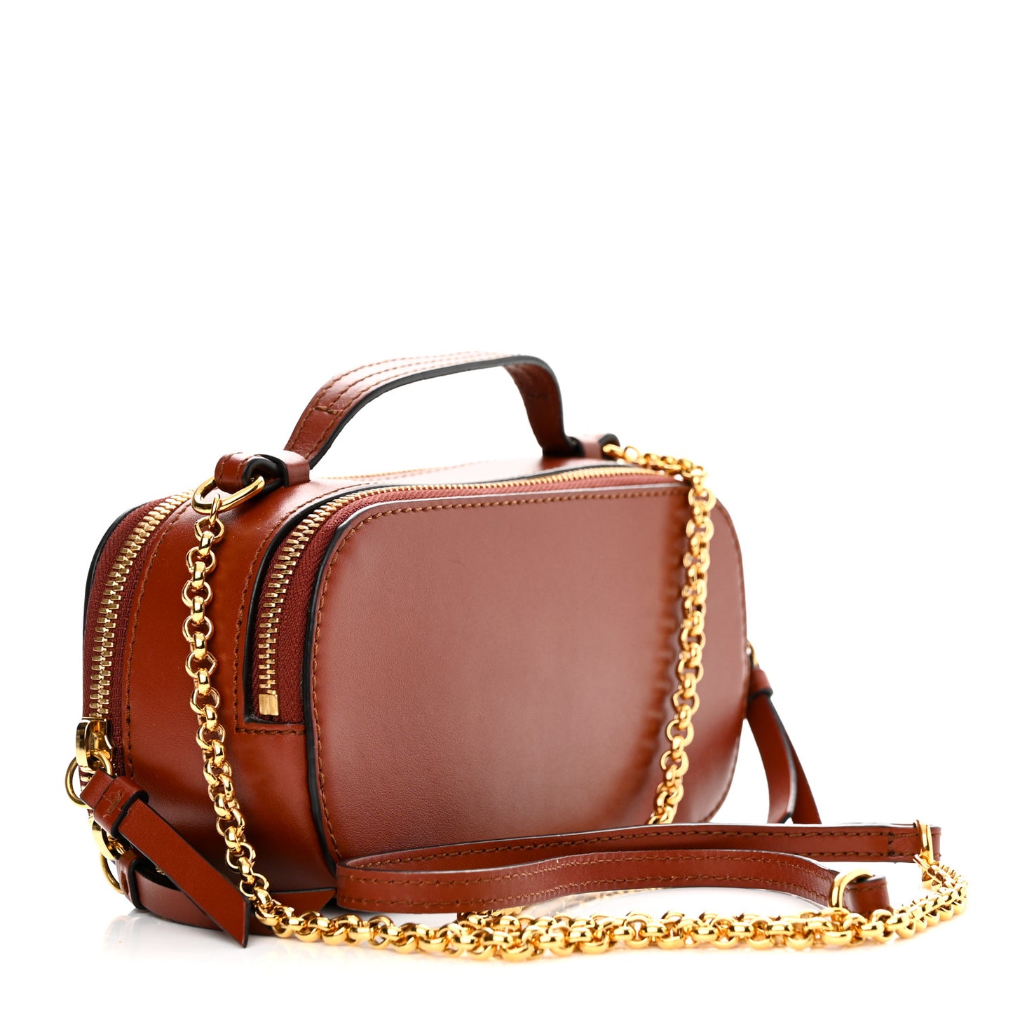 Shiny Calfskin Mini Vanity C Bag Sepia Brown