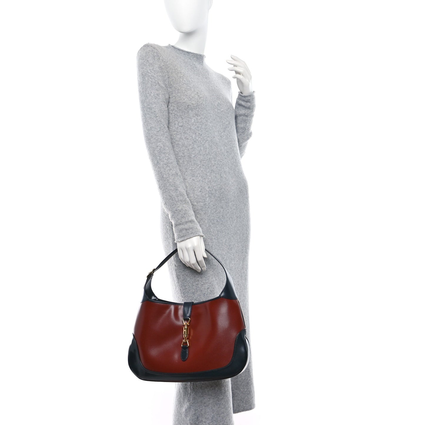 Boarded Dyana Lux Calfskin Bi-Color Medium Jackie 1961 Hobo Red Mineral Blue