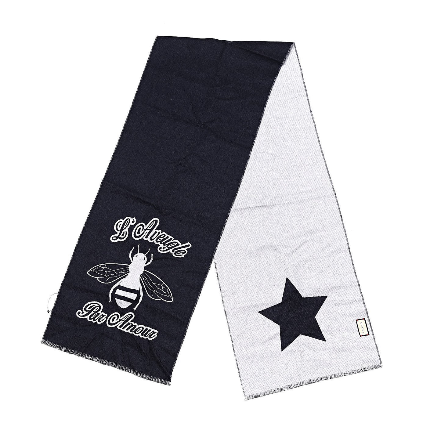 Wool L'Aveugle Par Amour Scarf Navy White