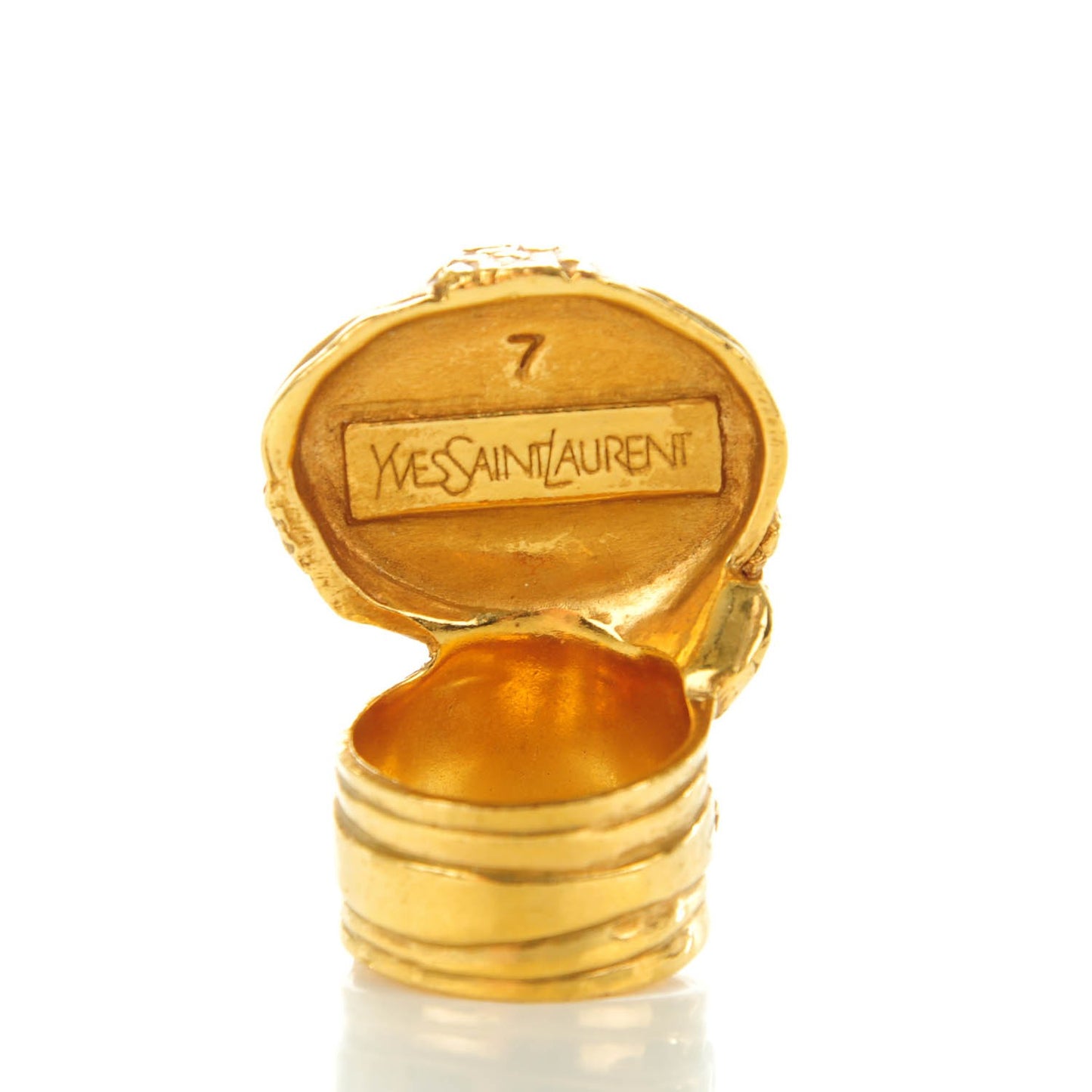 Glass Cabochon Arty Ovale Ring 7 Gold Lapis