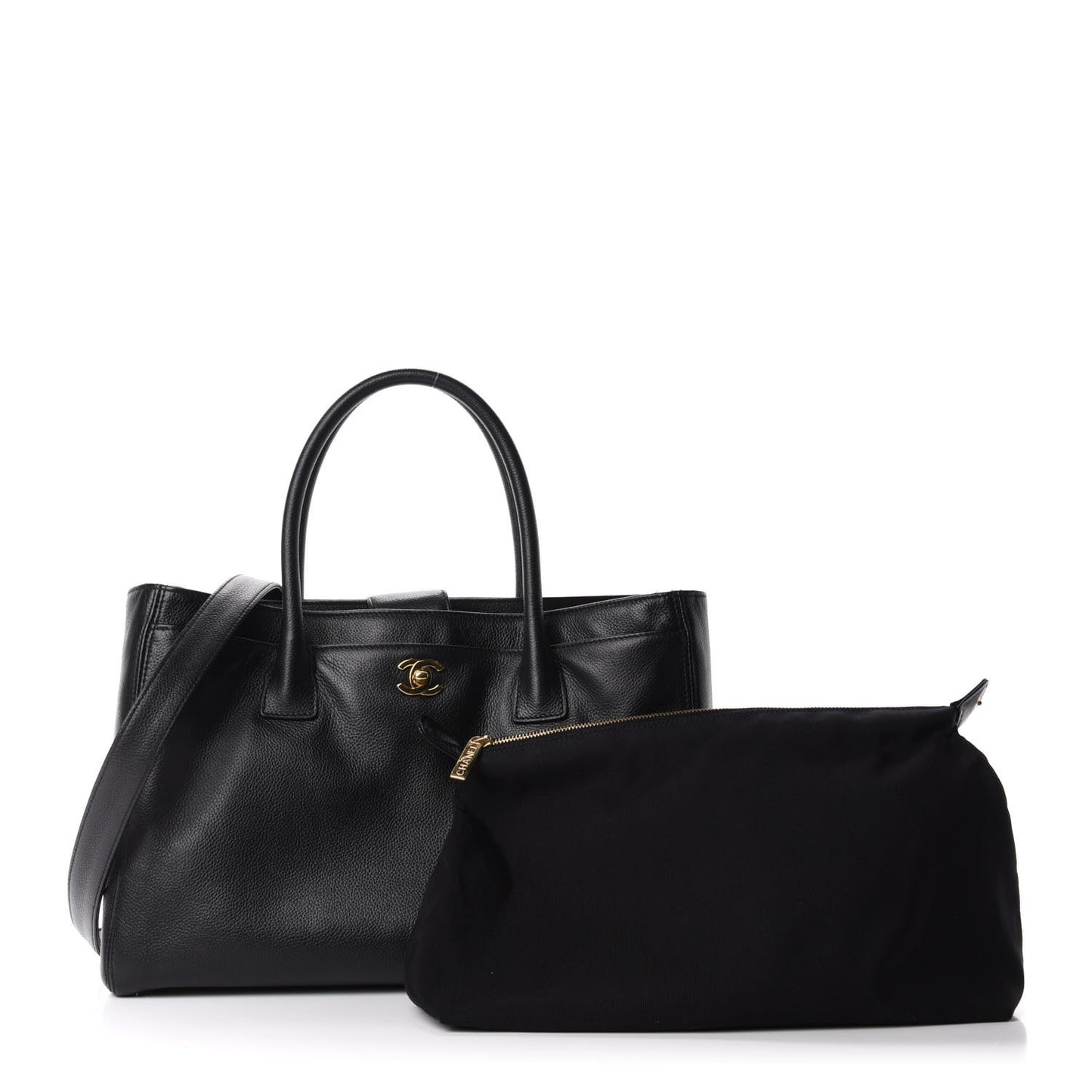 Calfskin Cerf Executive Shopper Tote Black