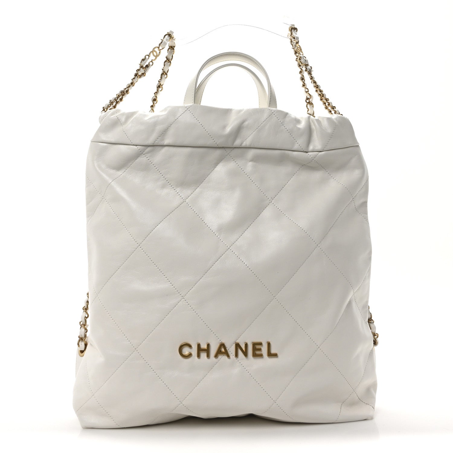 all white leather backpack Chanel Shiny Calfskin Quilted Chanel 22 Backpack White 1711271 – FASHIONPHILE