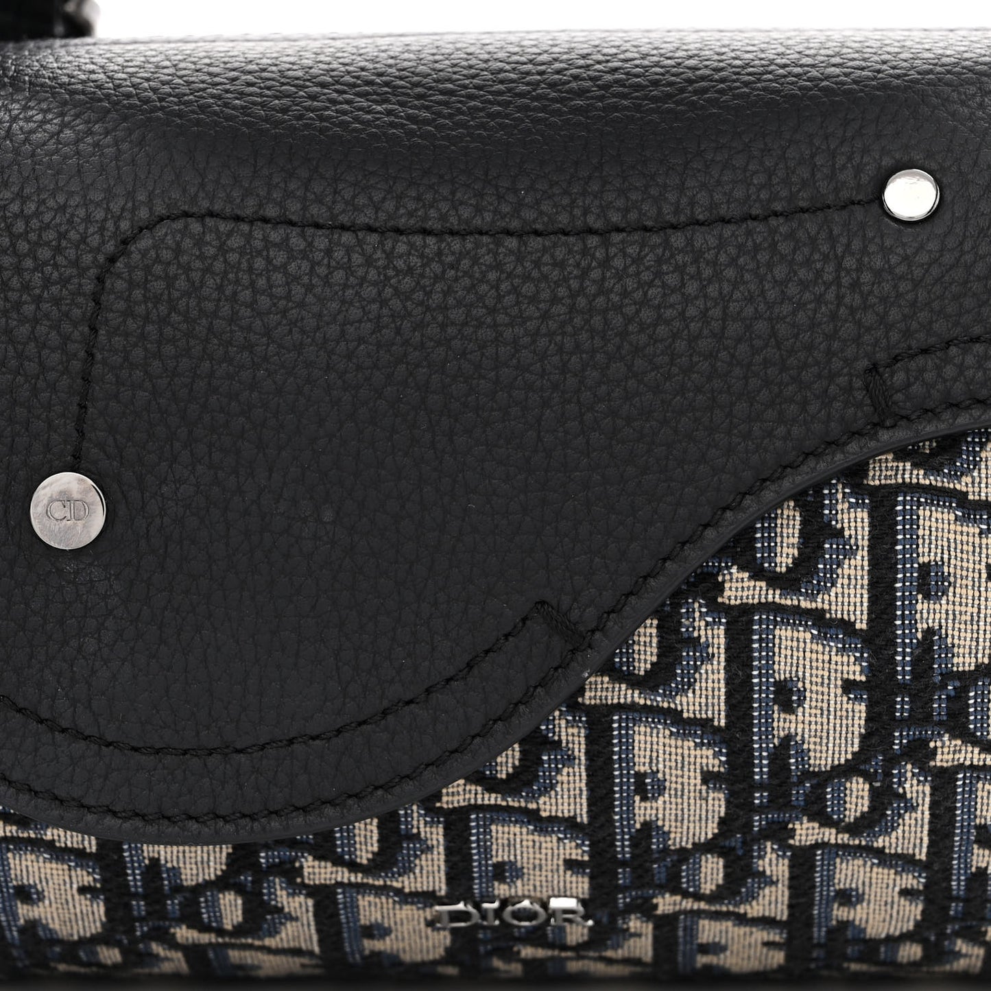 Oblique Mini Roller Saddle Bag With Strap Beige Black