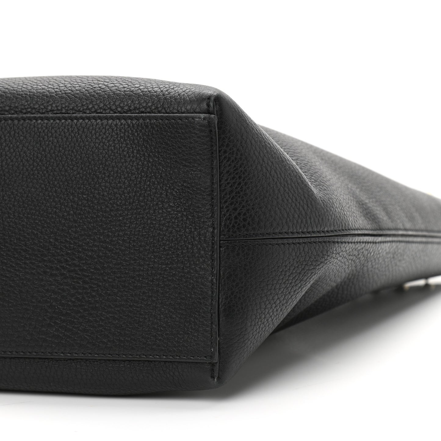 Grained Calfskin Rockstud Shoulder Tote Black