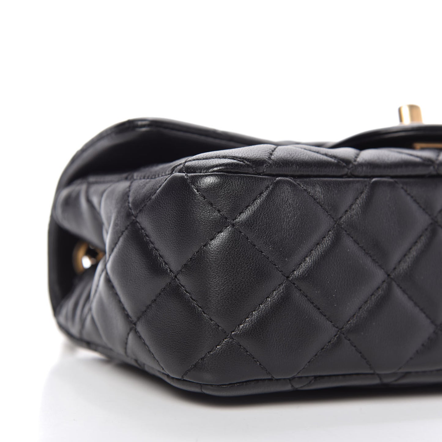 Lambskin Quilted Mini Rectangular Pearl Crush Flap Black