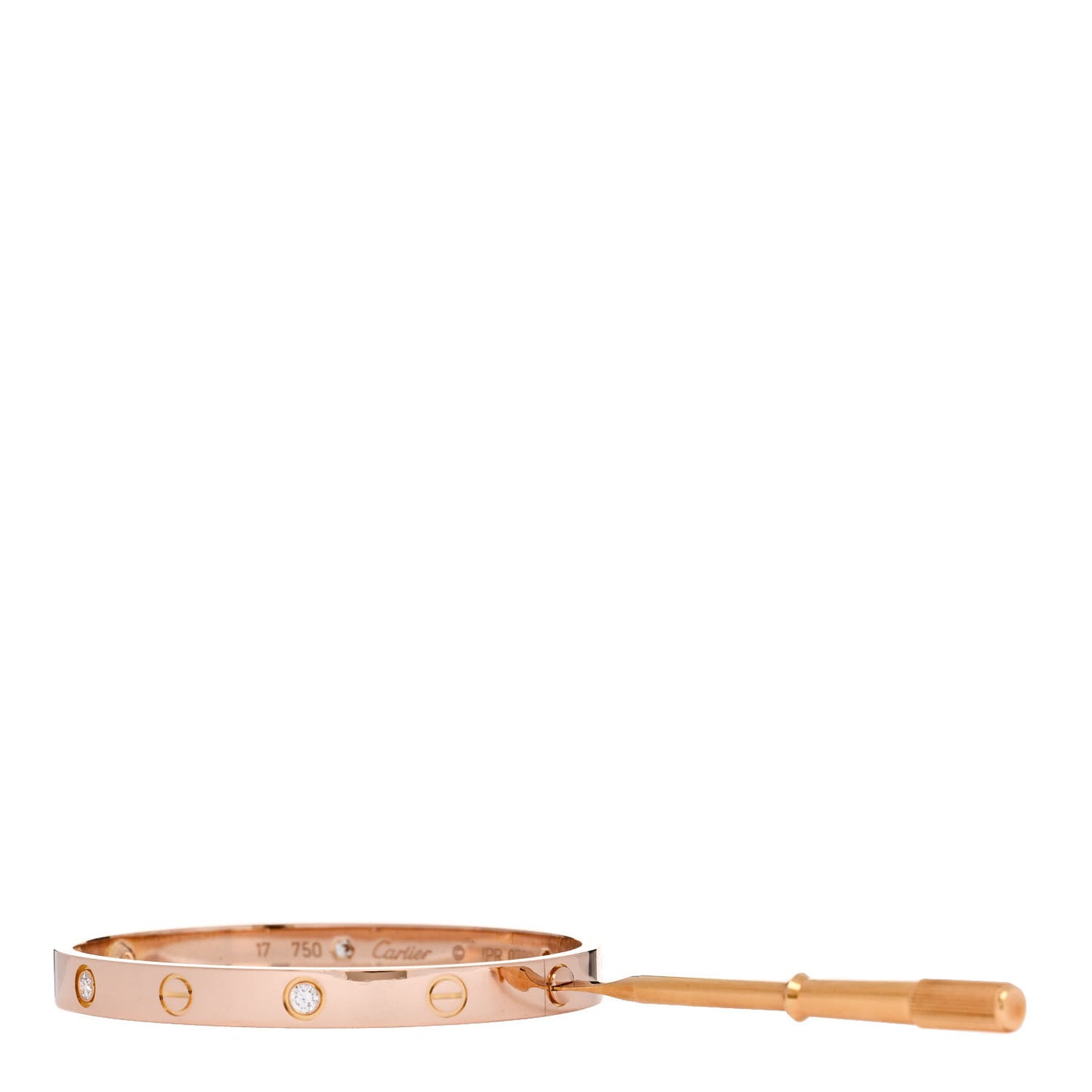 18K Pink Gold 4 Diamond LOVE Bracelet 17