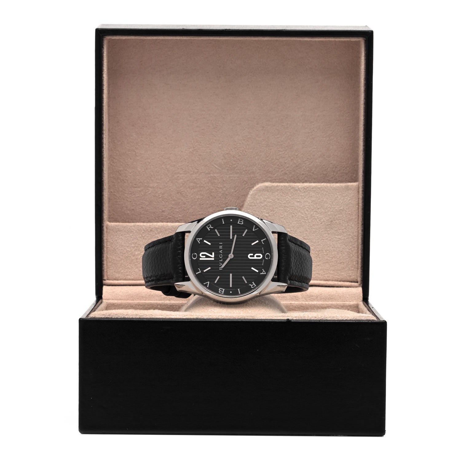 Bulgari Stainless Steel Calfskin 42mm Solotempo Quartz Watch Black 5 of 5