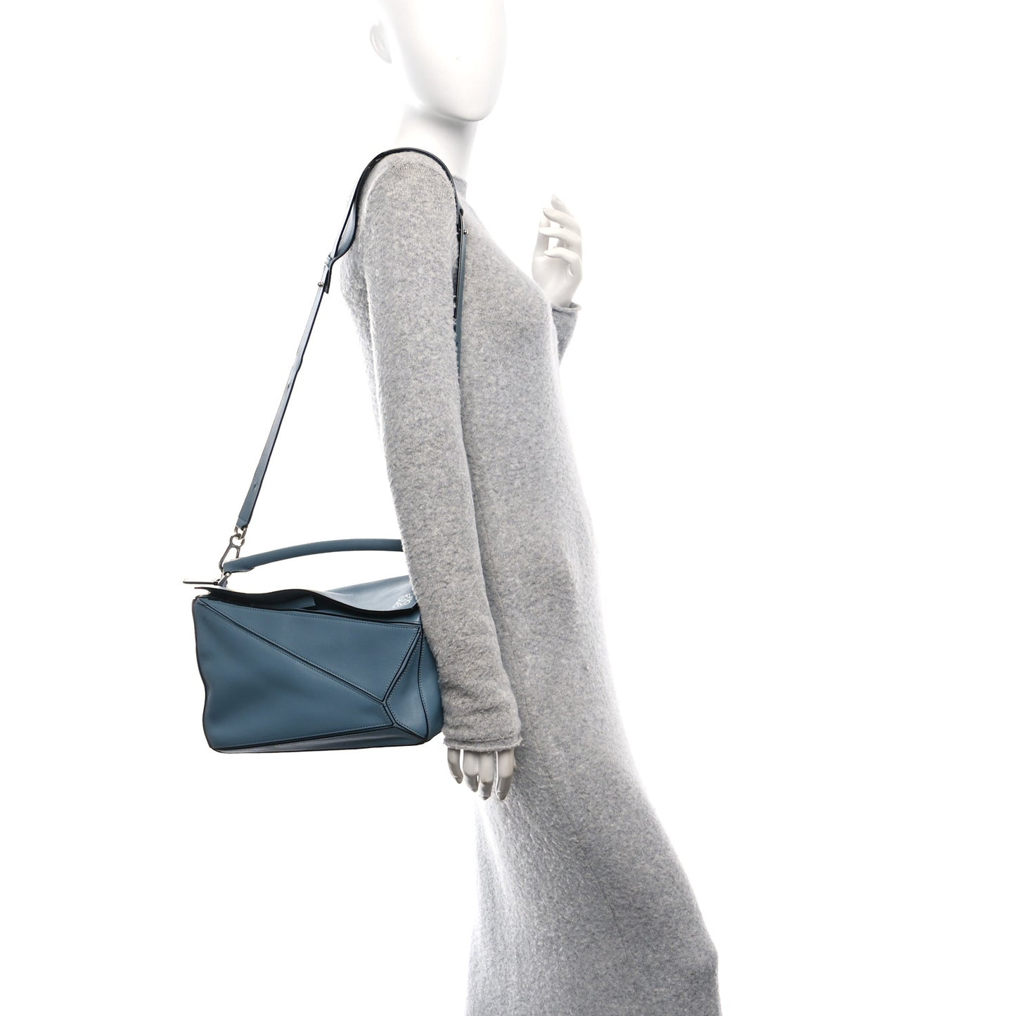 Calfskin Medium Puzzle Bag Stone Blue