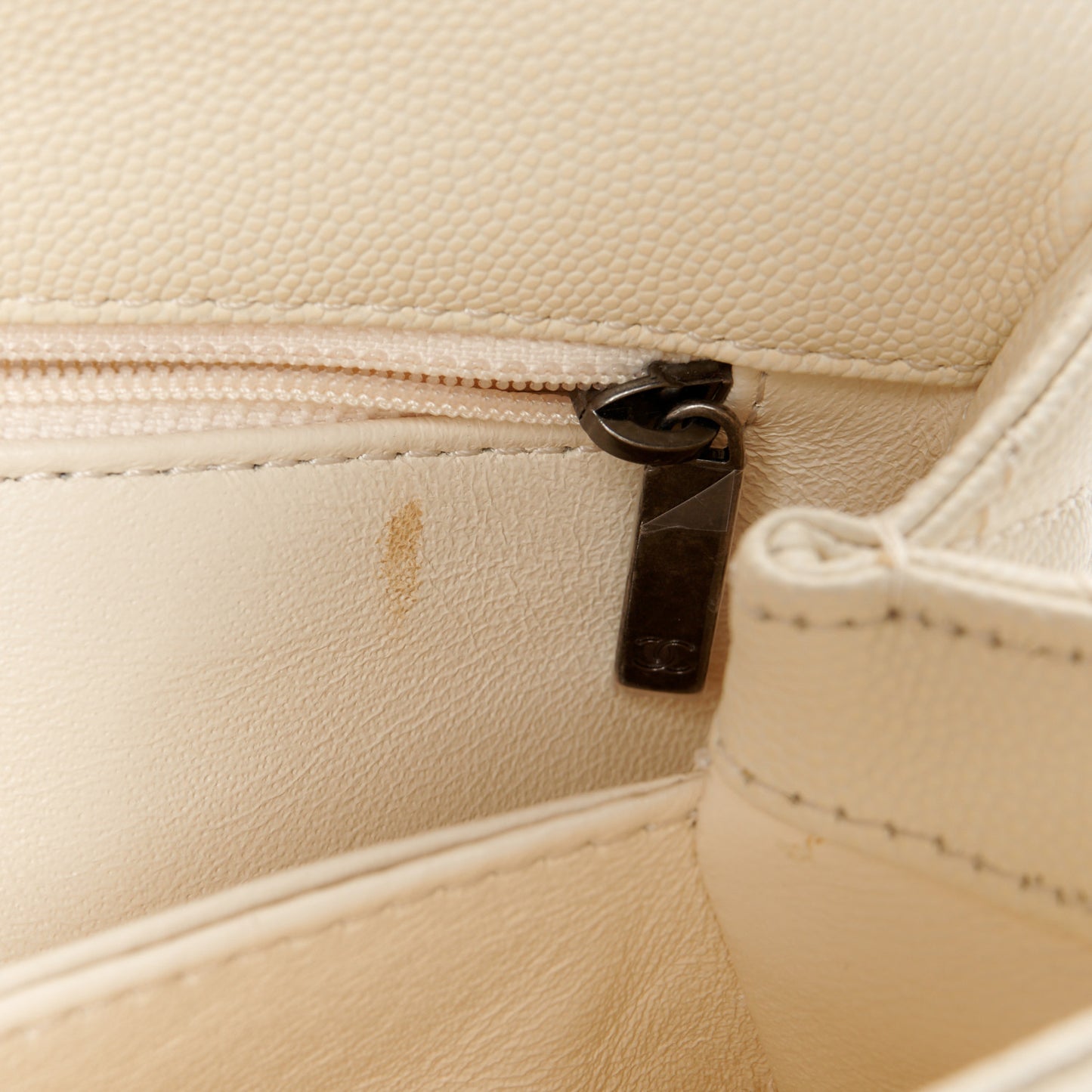 Caviar Lizard Quilted Mini Coco Handle Flap White