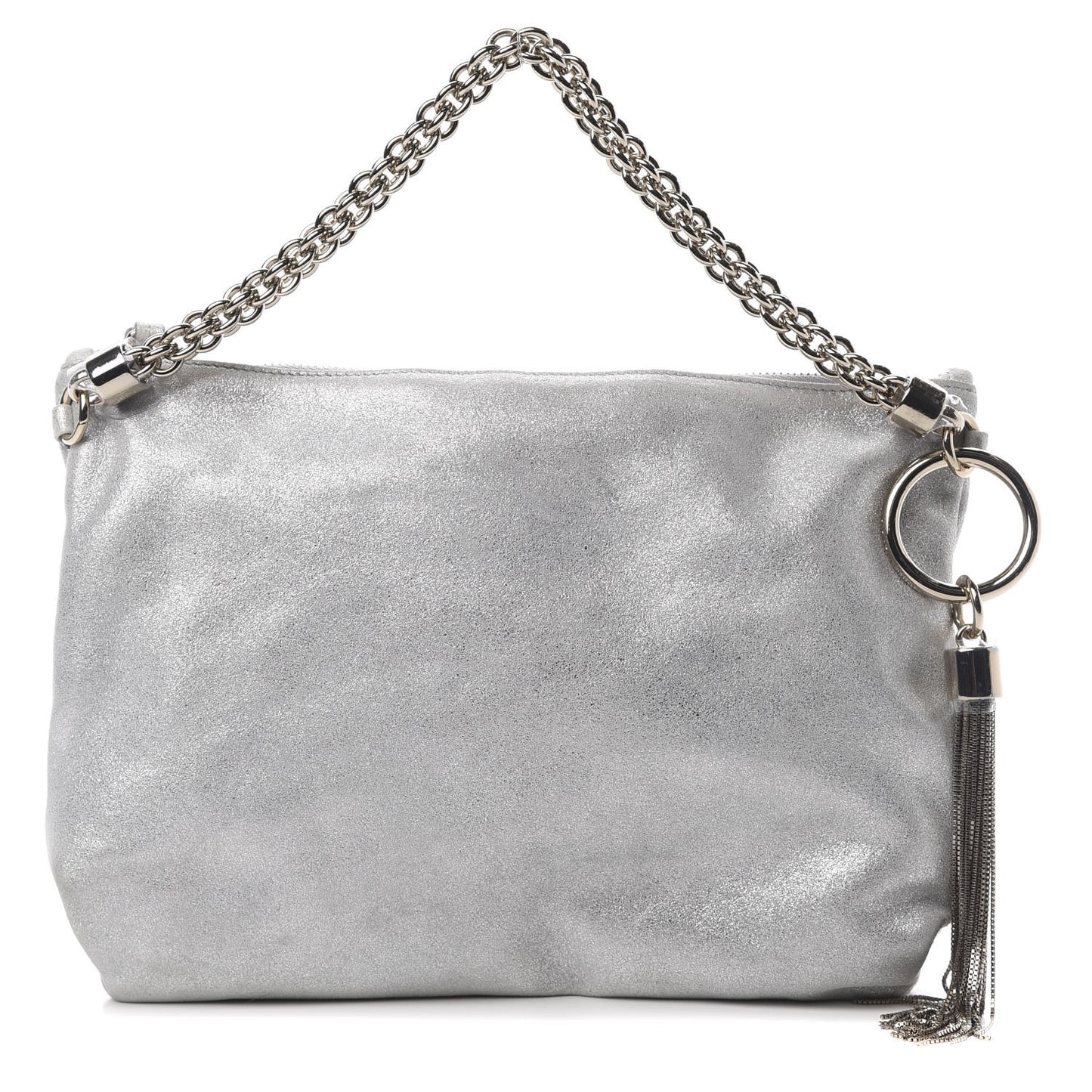 Metallic Goatskin Callie Mea Tassel Shoulder Bag Silver