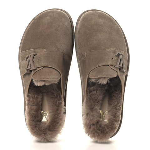 Monogram Fur LV Easy Mule 6 Brown