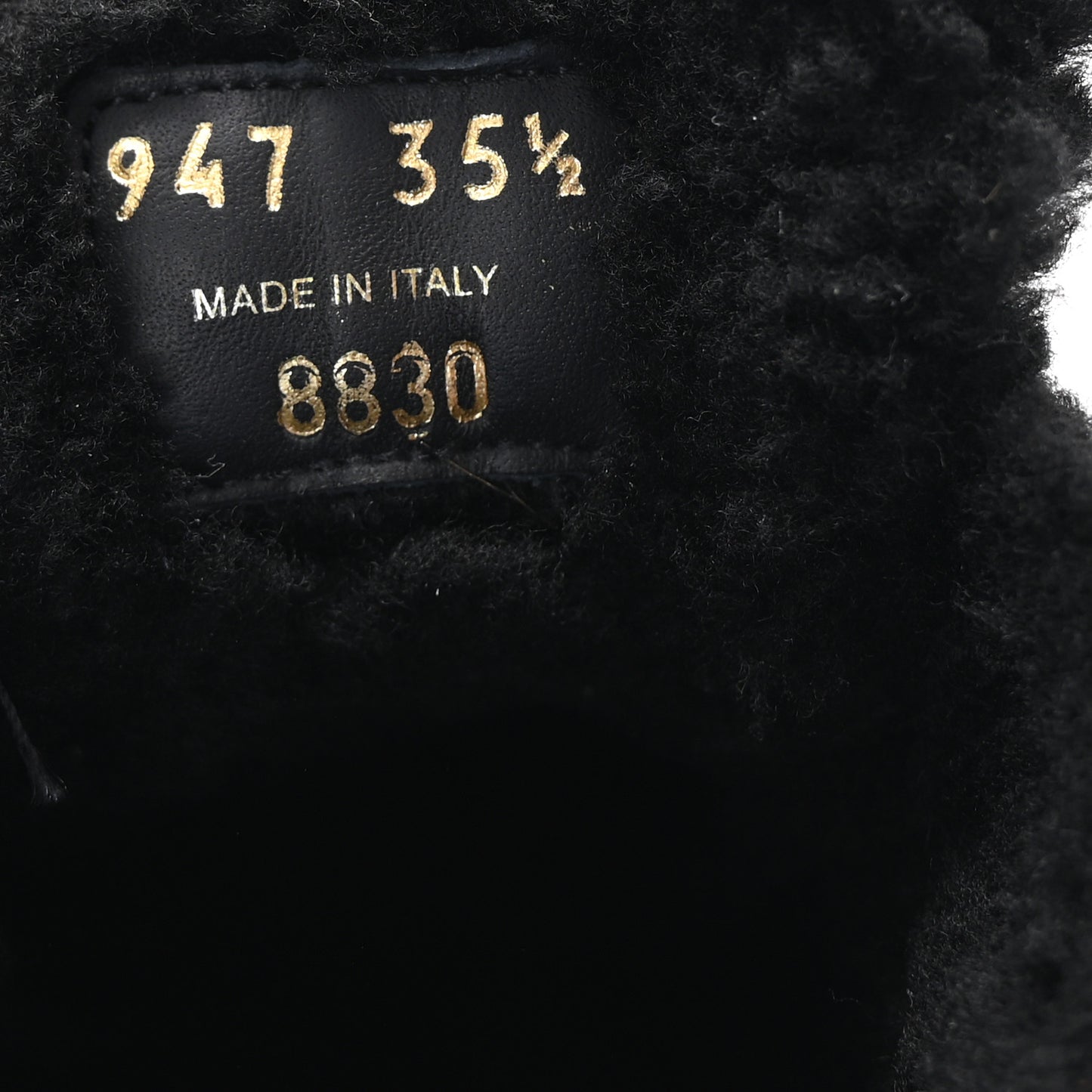 Calfskin Shearling Metal Triangle Logo Sneakers 35.5 Black