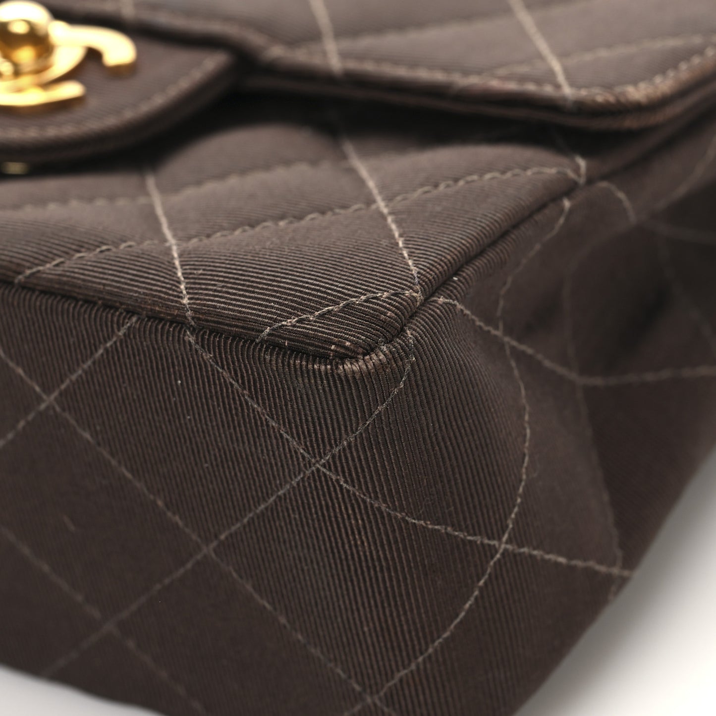 Grosgrain Quilted Mini Square Flap Brown