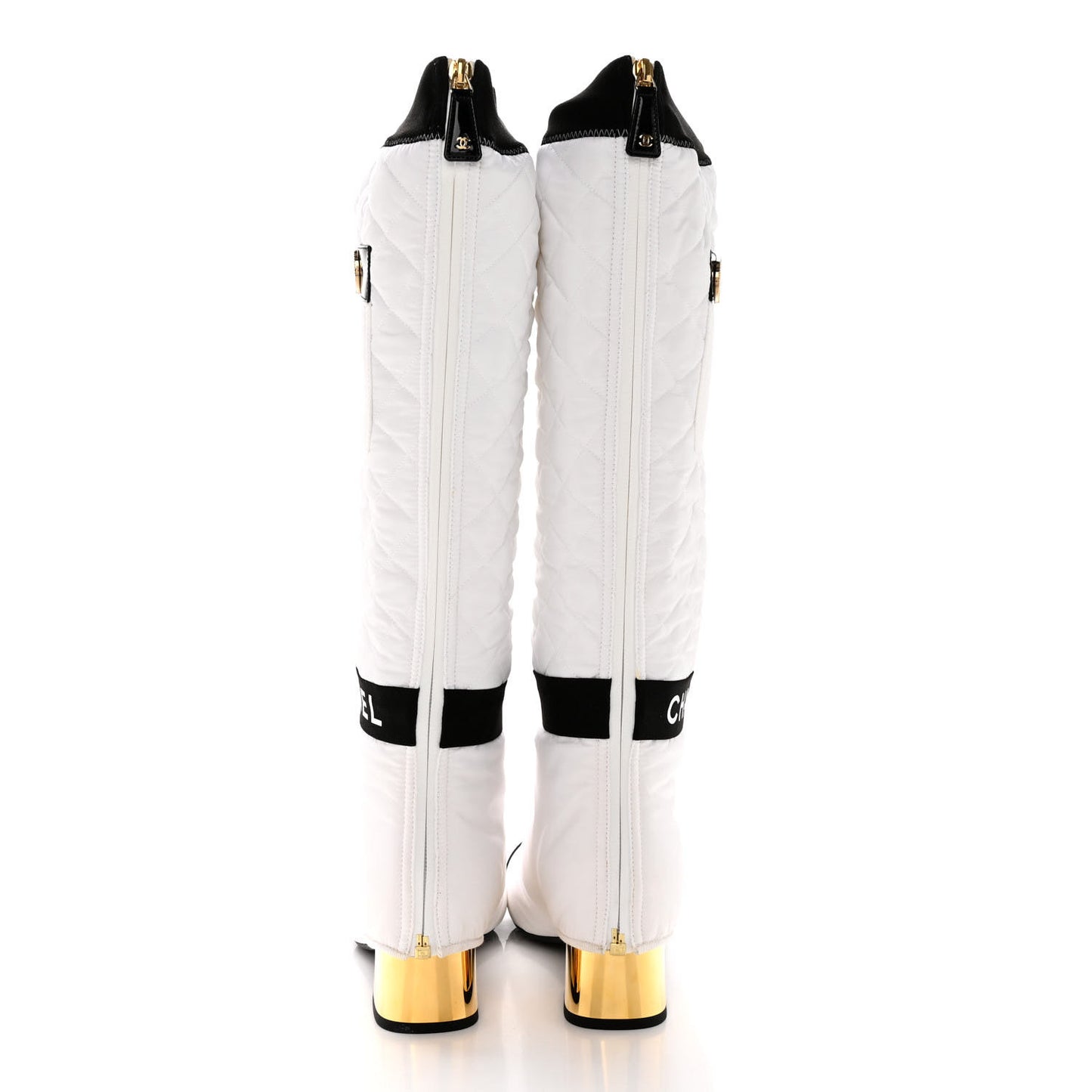 Mixed Fibers Lambskin Patent Calfskin Convertible High Boots 38 White