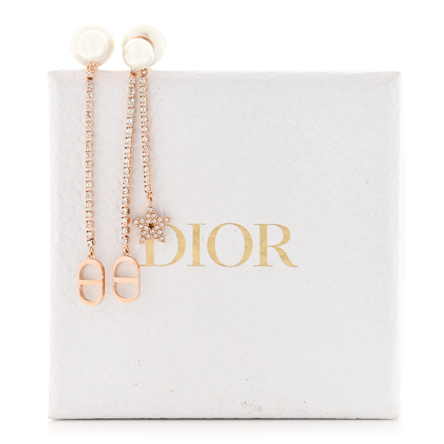 Pearl Crystal Star Tribale Dangle Chain Earrings Rose Gold