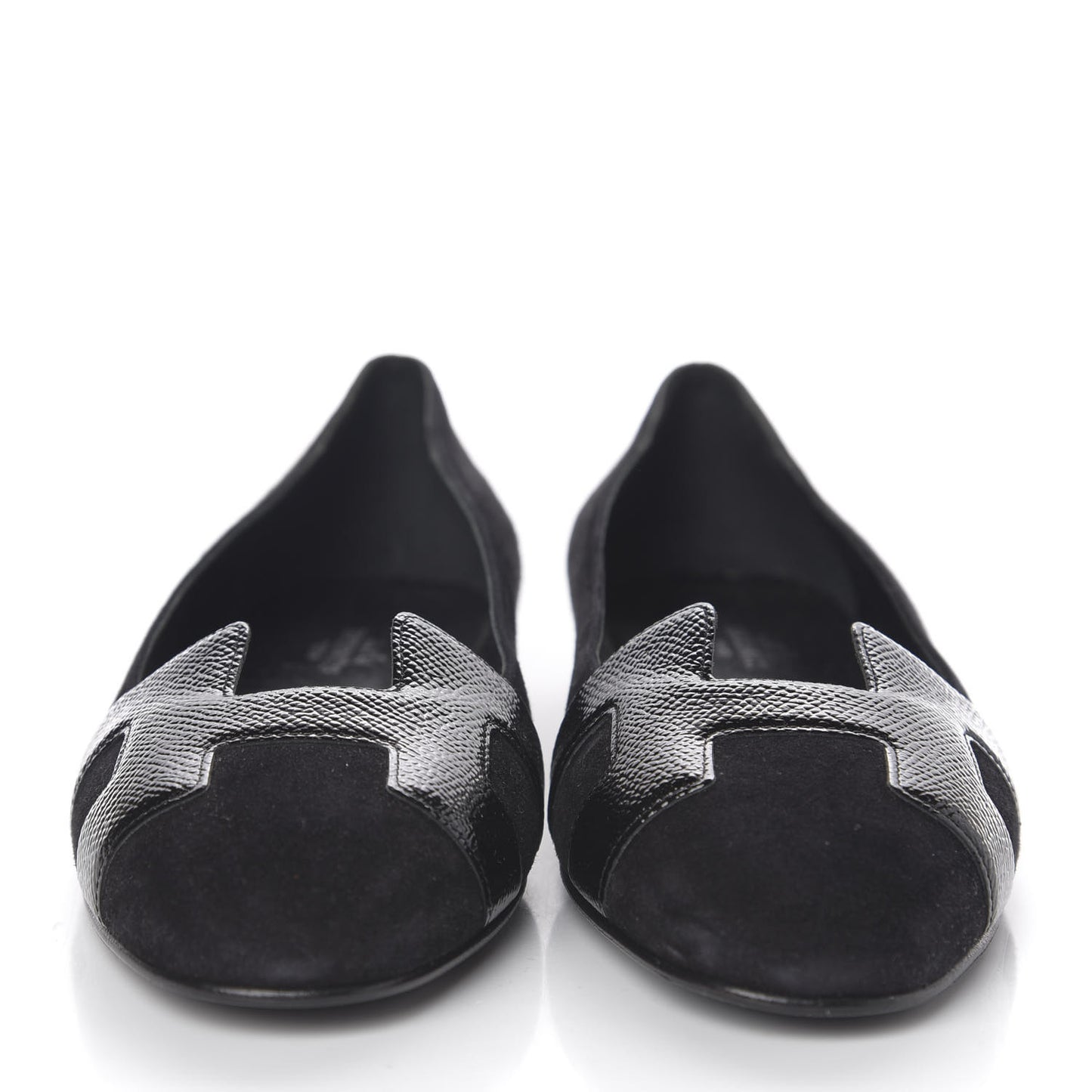 Velvet Goatskin Patent Epsom Nice Ballerina Flats 37 Black