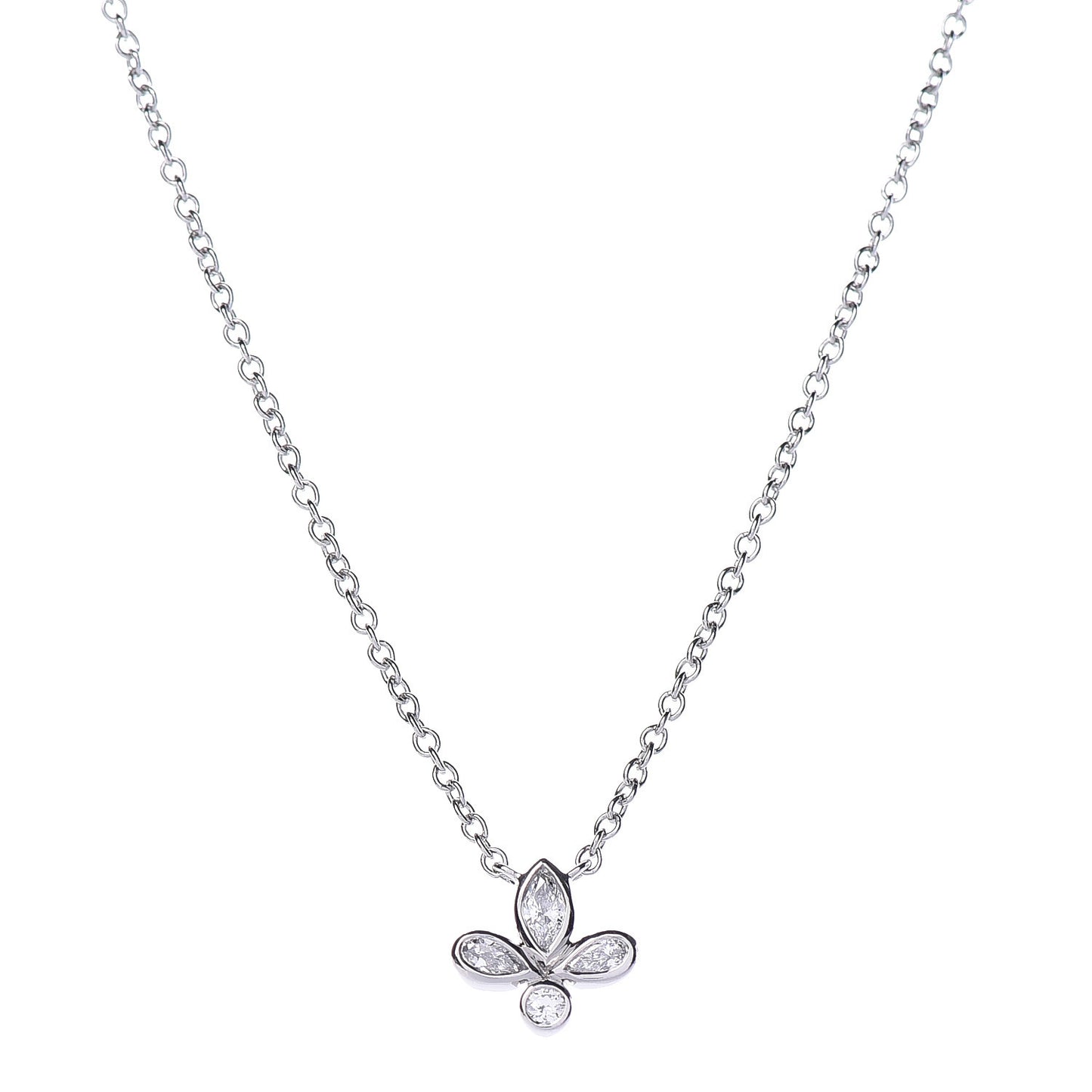 Platinum Diamond Fleur de Lis Pendant Necklace