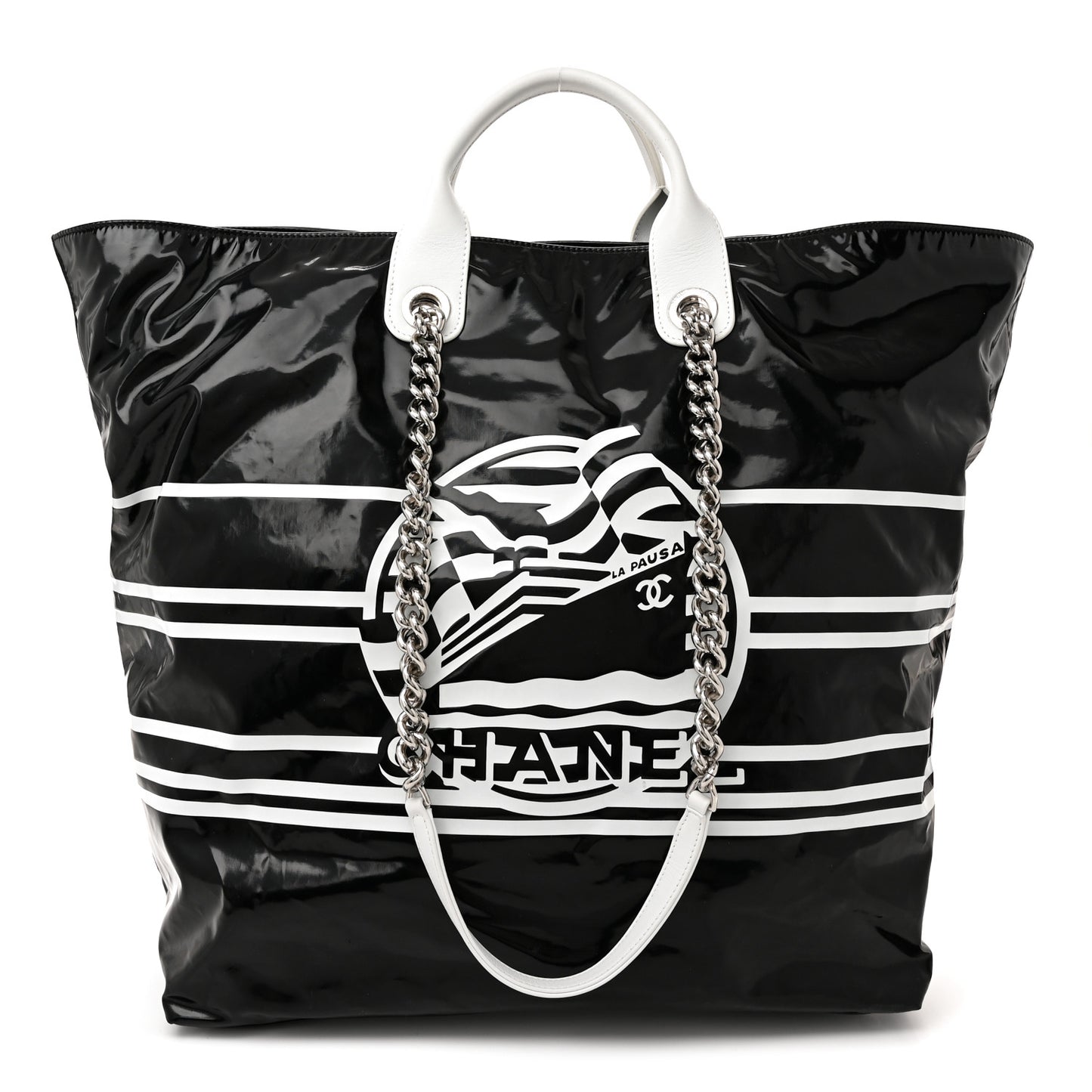 Vinyl Large La Pausa Bay Shopping Bag Black