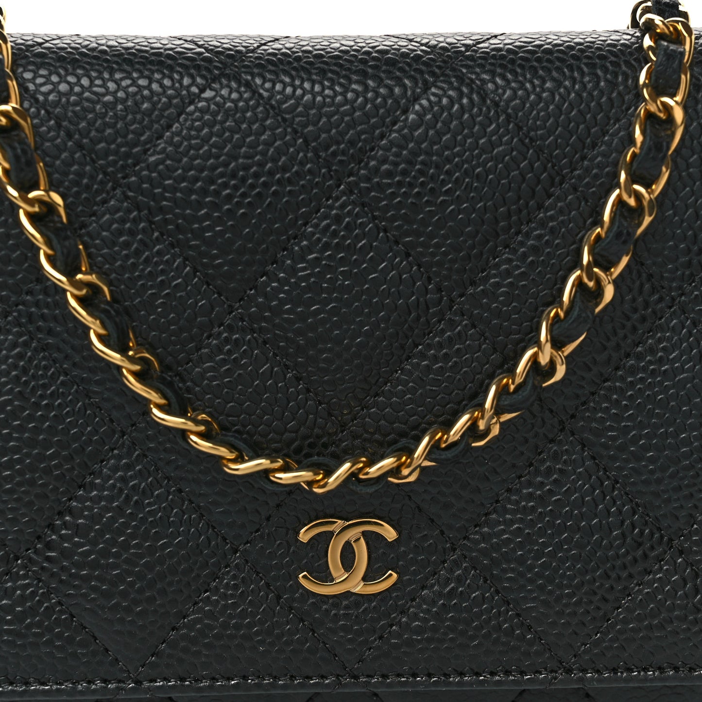 Caviar Quilted Wallet on Chain WOC Black