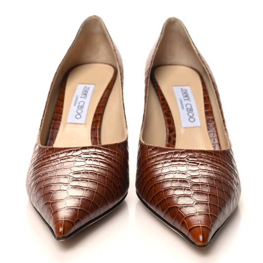 Crocodile Embossed Calfskin Love 85 Pump 41 Cuoio